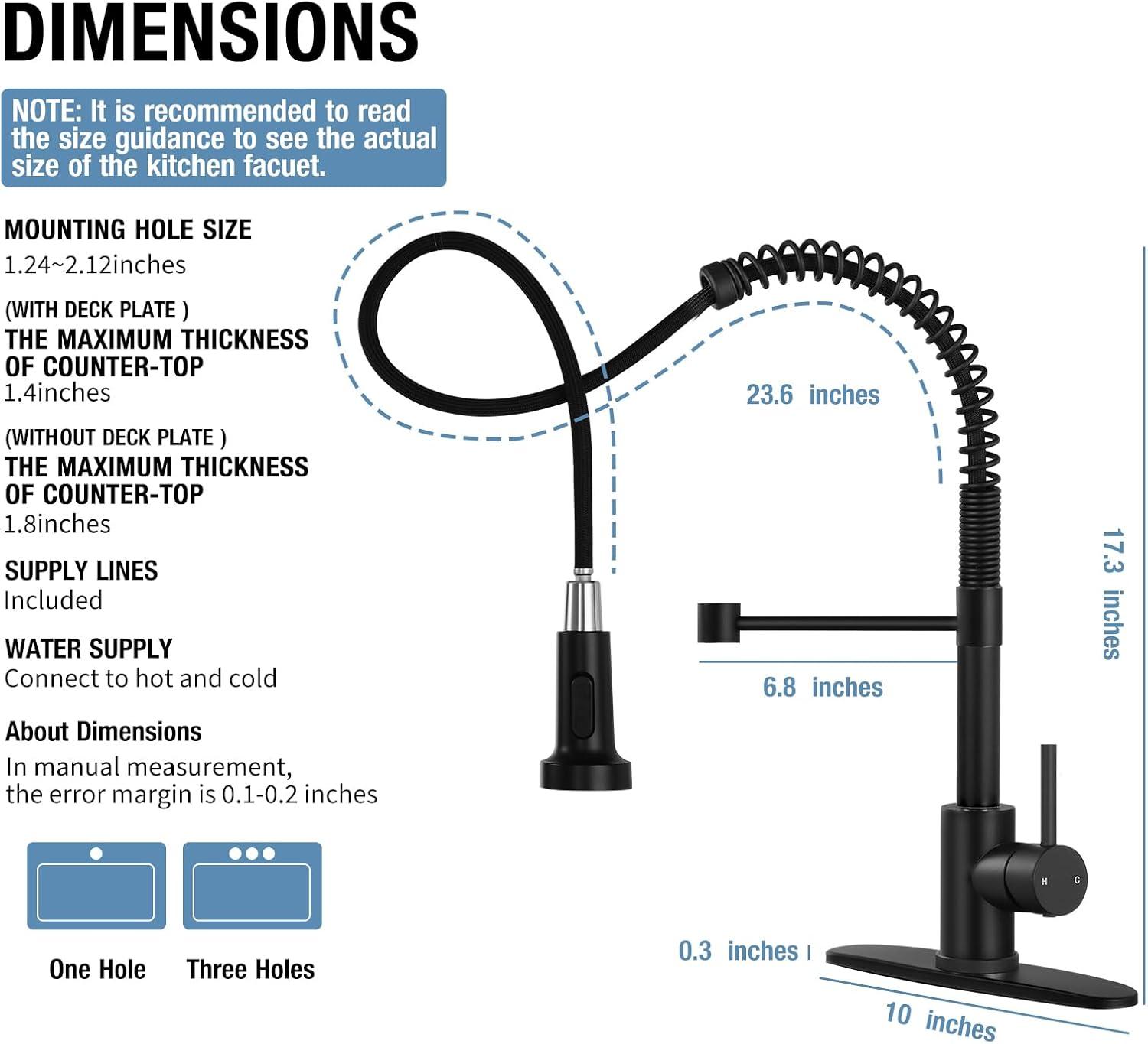 Kitchen Faucet With Pull Down Sprayer, Single Handle Spring Faucet For Sink Farmhouse Rv Laundry Room