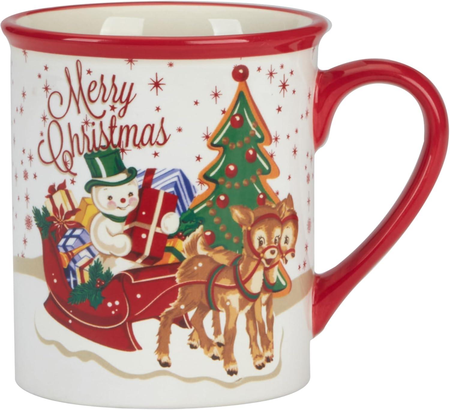 Santa's Retro Christmas Set if 4 Mugs 18 oz