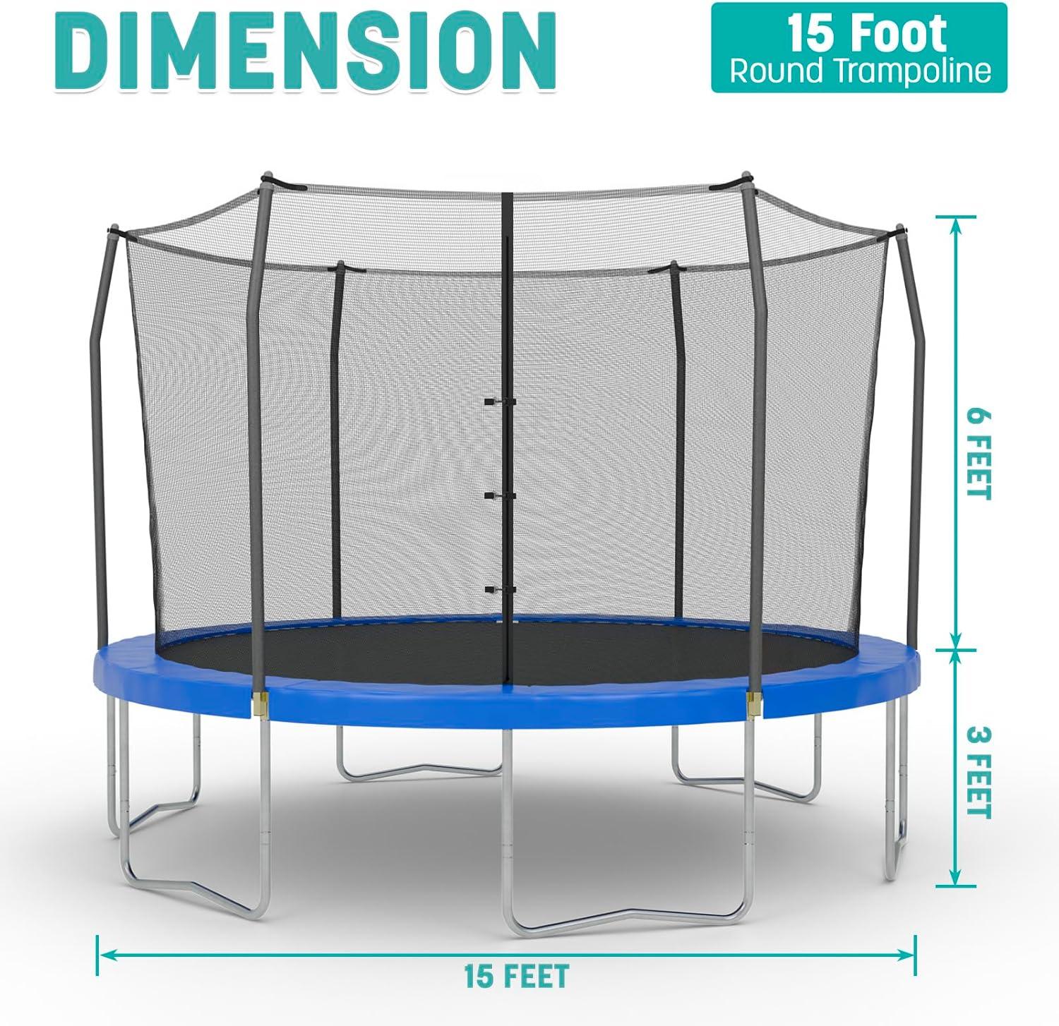 Skywalker Trampolines Skywalker Trampolines 15Ft Round Trampoline With Enclosure  Blue