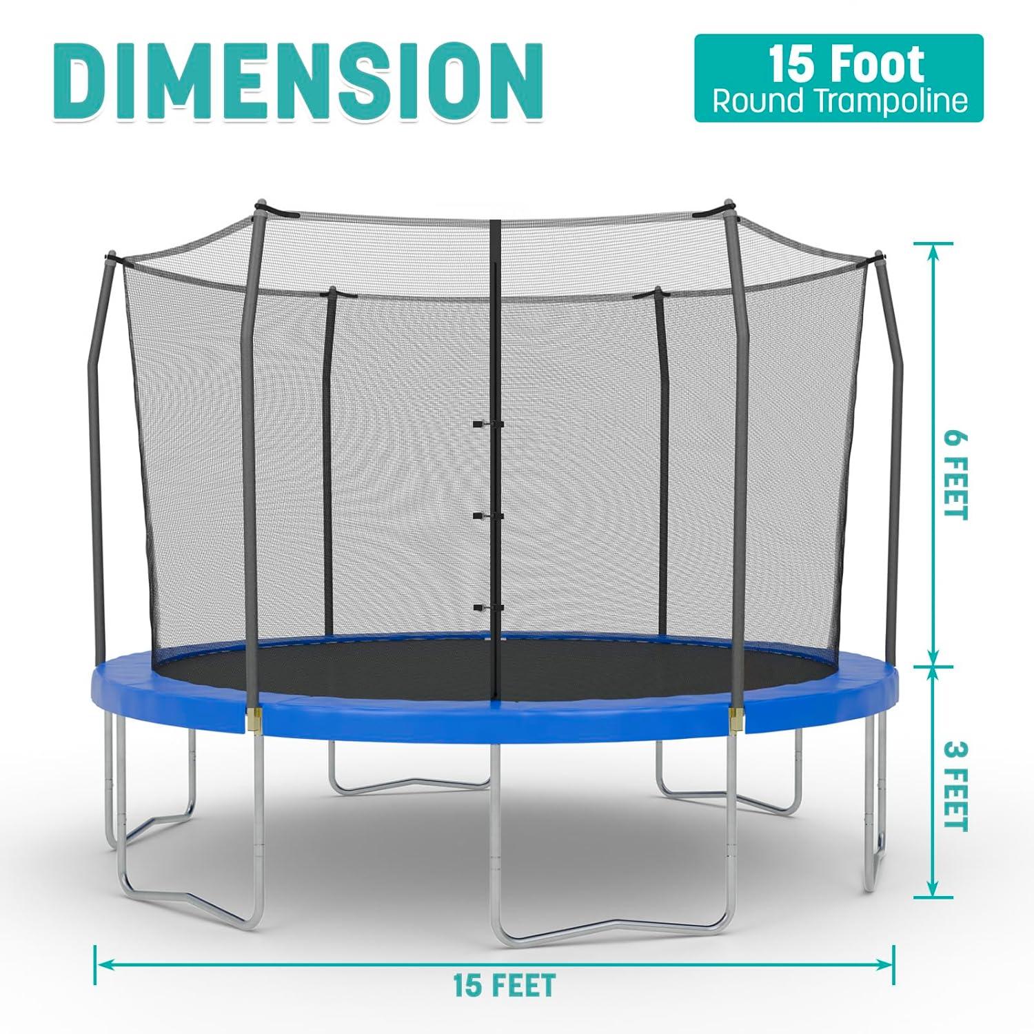 Skywalker Trampolines Skywalker Trampolines 15Ft Round Trampoline With Enclosure  Blue