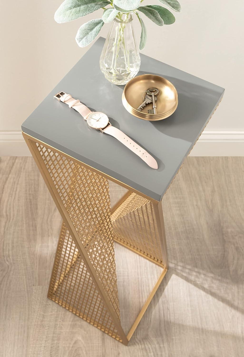 Kate and Laurel Elita Wood and Metal Pedestal End Table