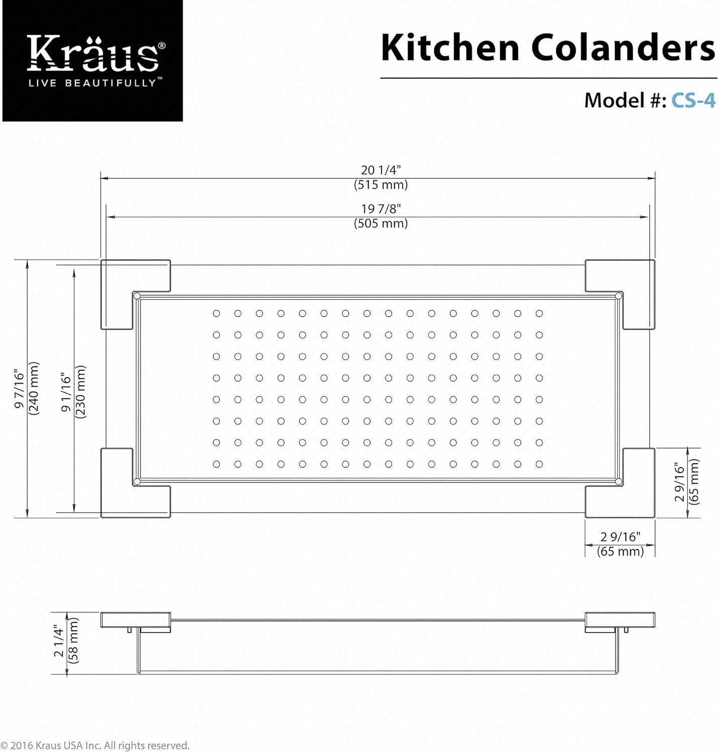 20-Inch Stainless Steel Modern Colander with Protective Cushions