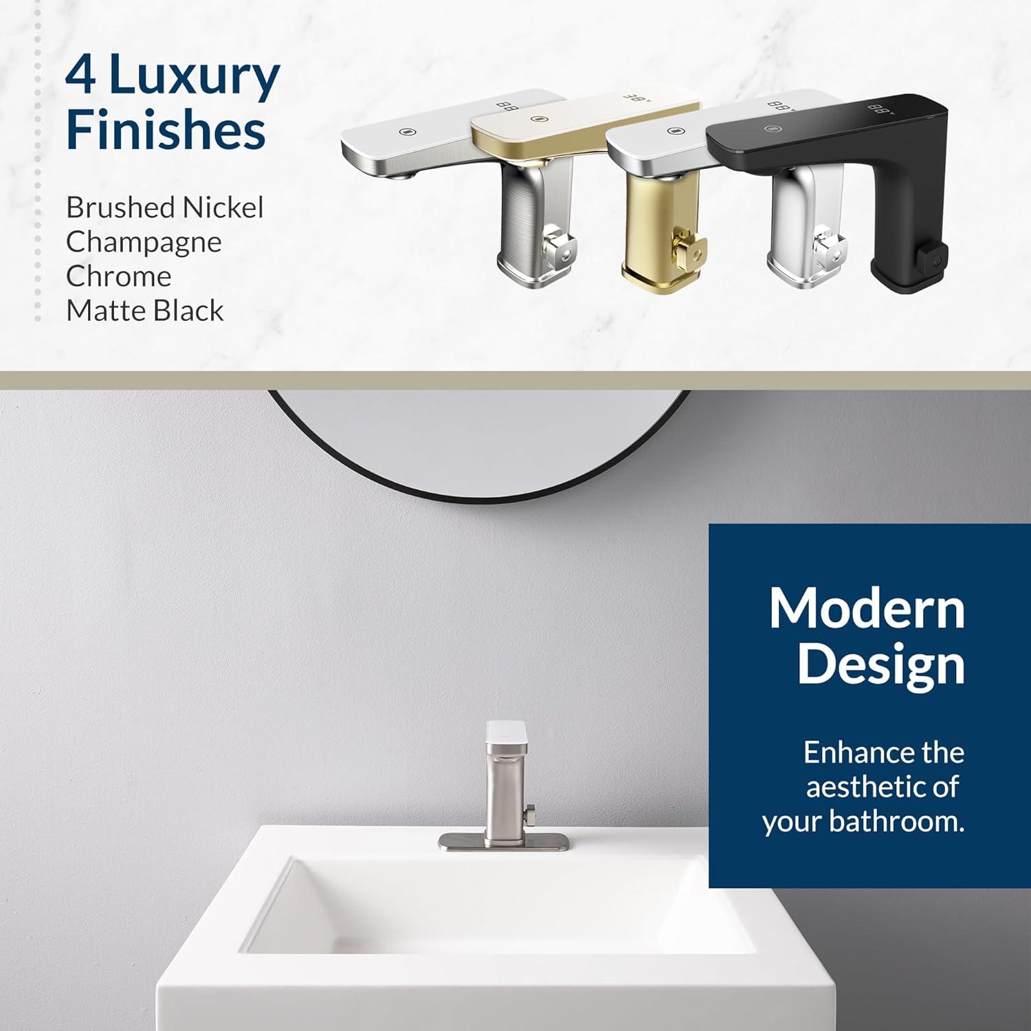 Bio Bidet Grove Touchless Bathroom Sink Faucet, Hands Free or Touch Activated, Brushed Nickel