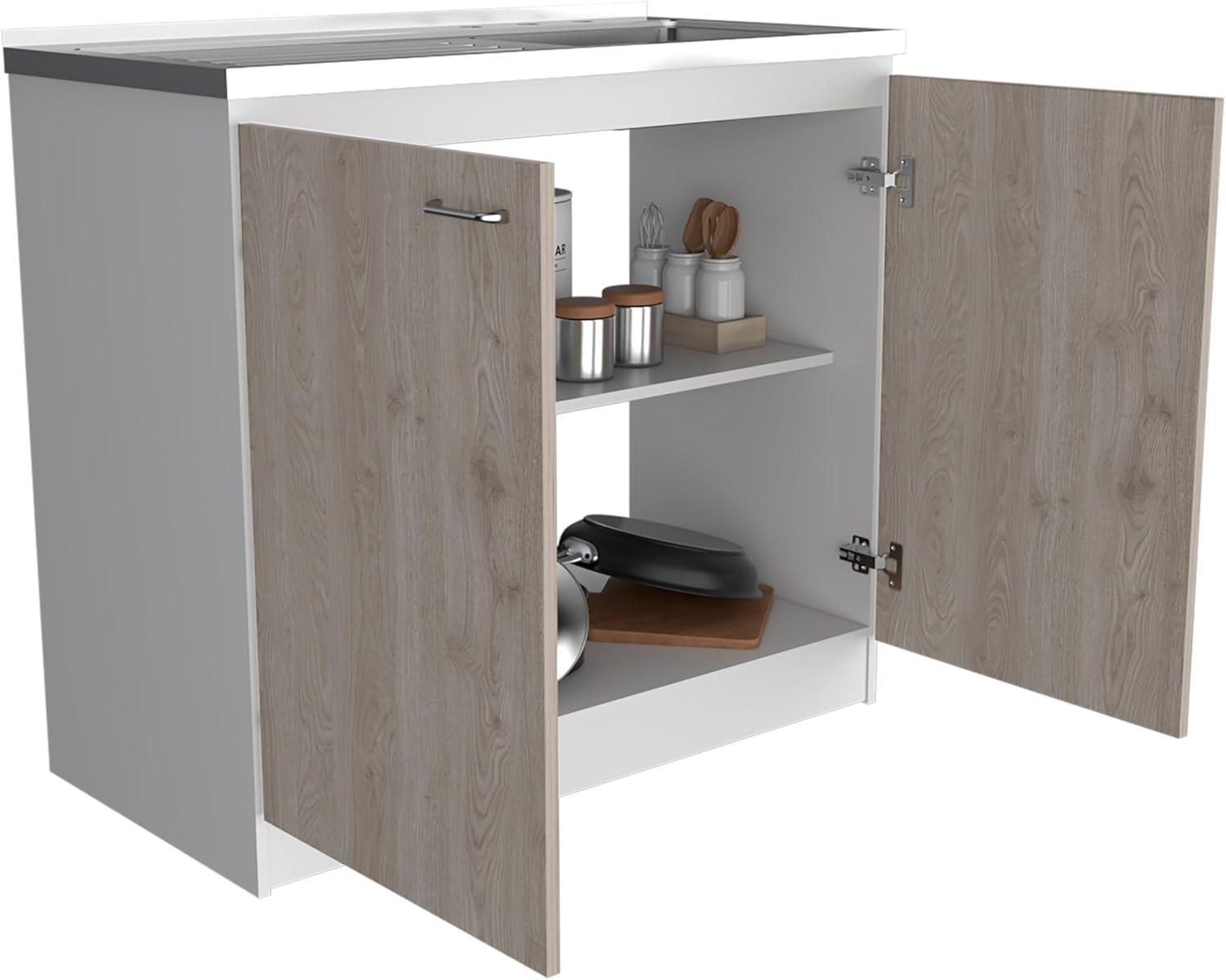 TUHOME Napoles Utility Sink Cabinet With Integrated Steel Sink