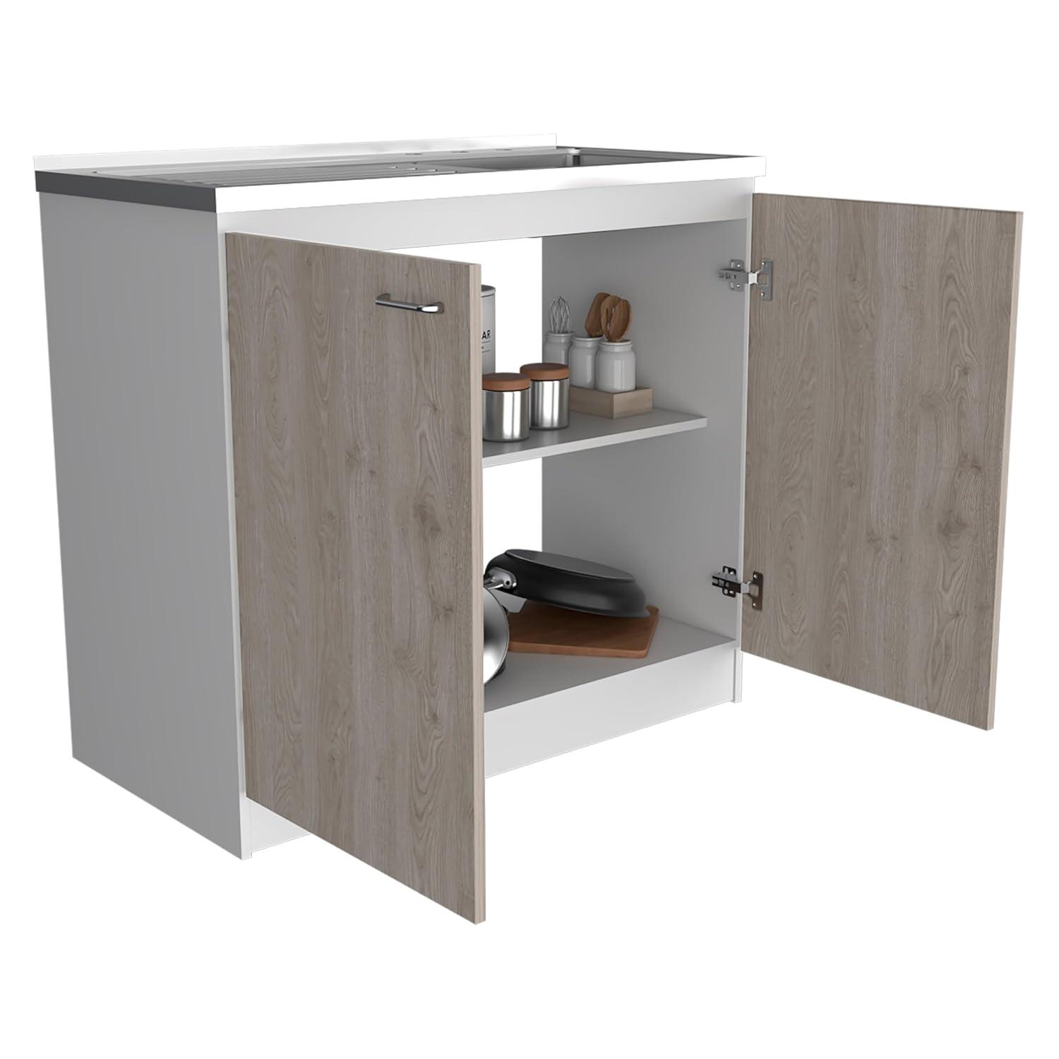 TUHOME Napoles Utility Sink Cabinet With Integrated Steel Sink