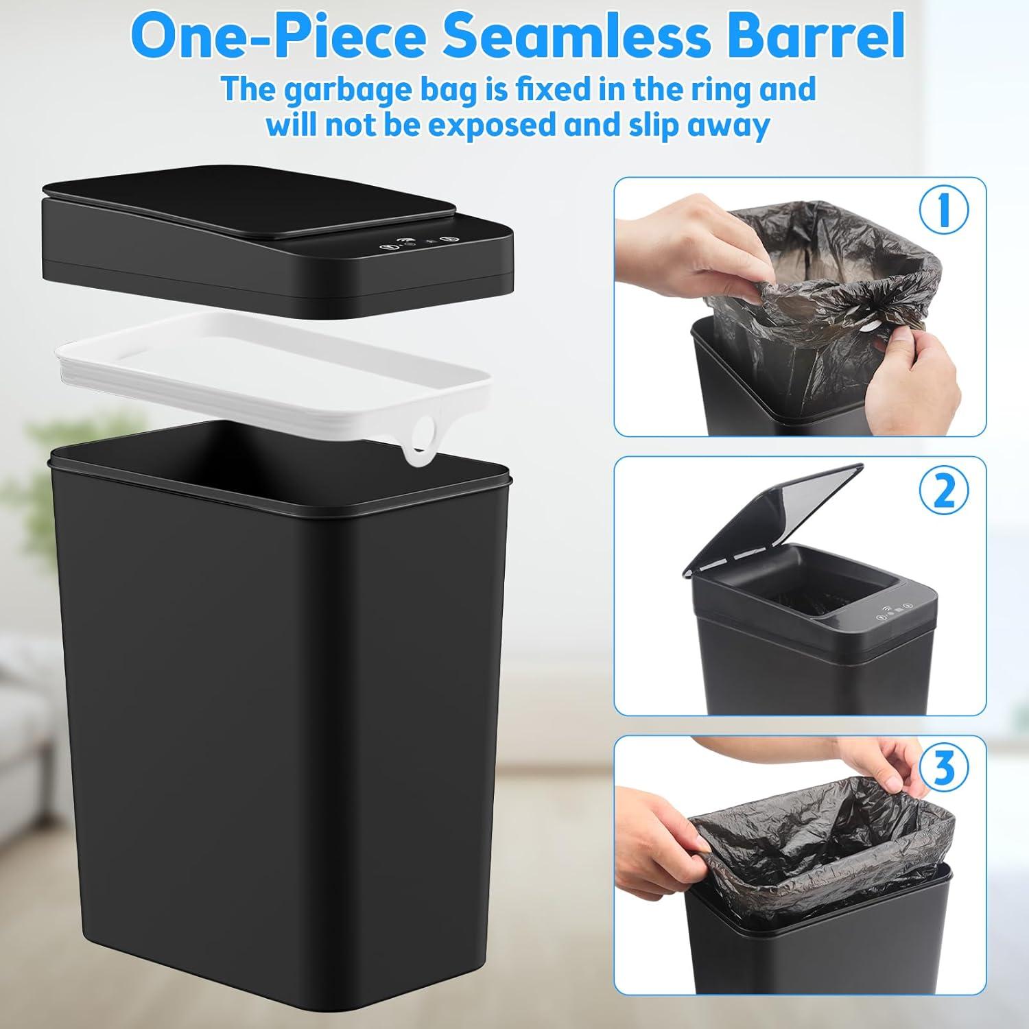 Black 2.2 Gallon Touchless Motion Sensor Trash Can Set