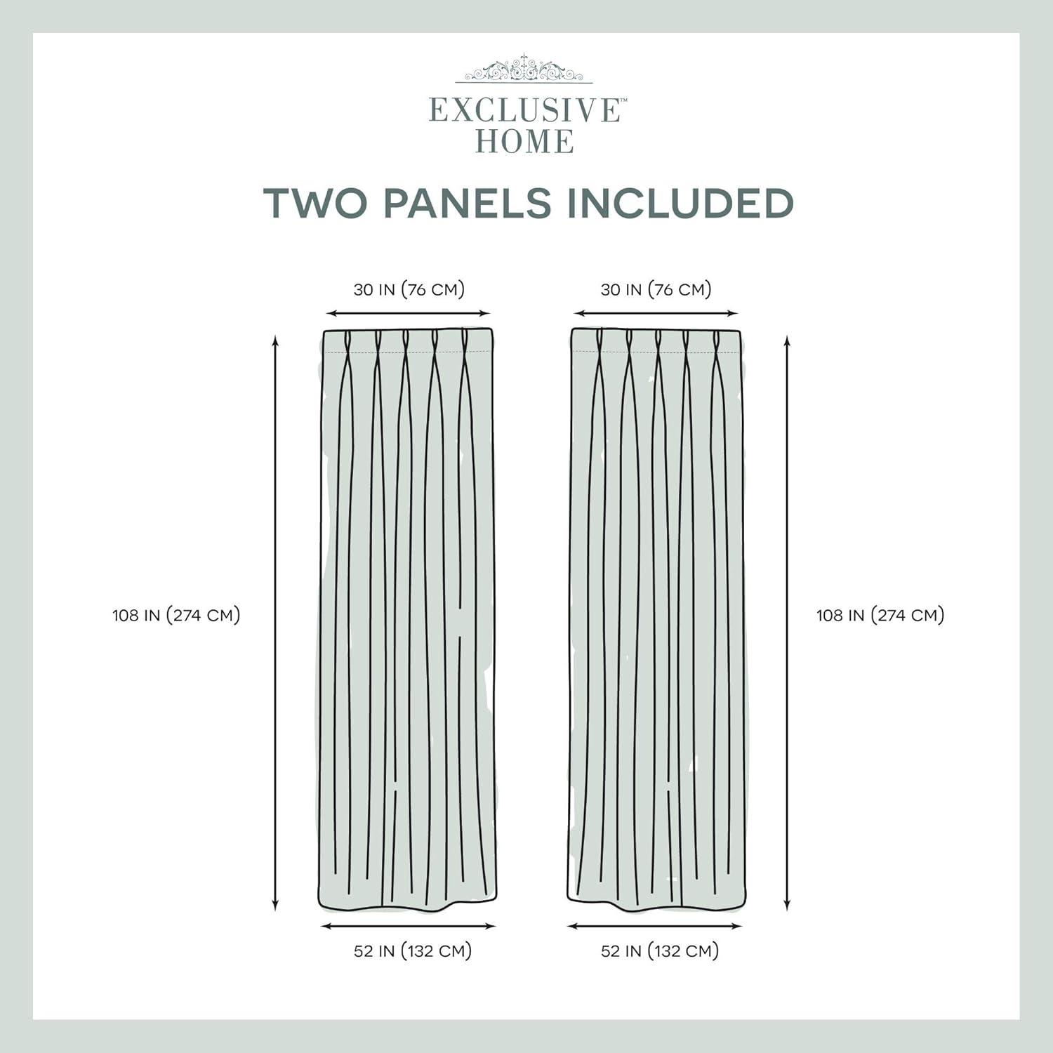 Set of 2 108"x52" Sateen Pinch Pleat Woven Blackout Back Tab Window Curtain Panel Vanilla: Thermal Insulated, Room Darkening - Exclusive Home