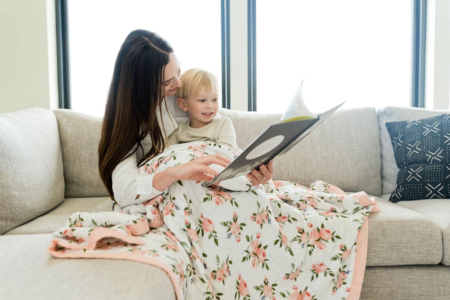 Watercolor Roses Cotton Muslin Reversible Toddler Quilt