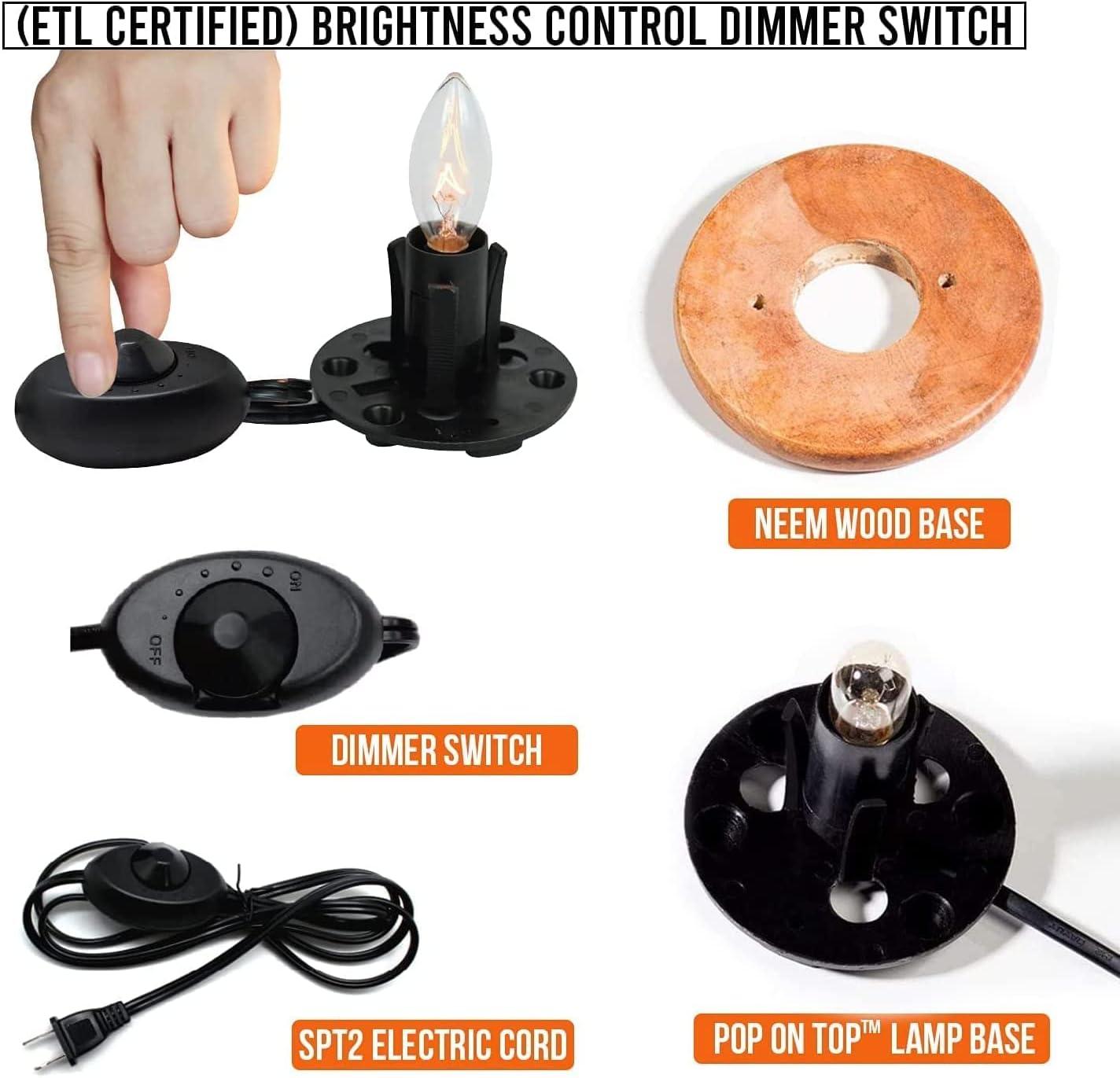 Himalayan Glow Natural Himalayan Salt Lamp with Dimmer Switch - All Natural and Handcrafted with Wooden Base – 6-8 lbs