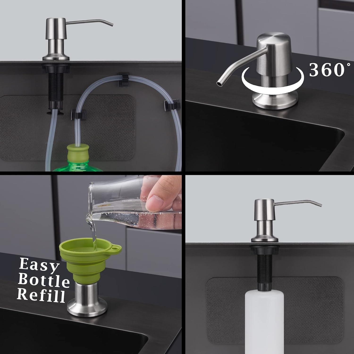 Stainless Steel Kitchen Sink Soap Dispenser with Extension Tube