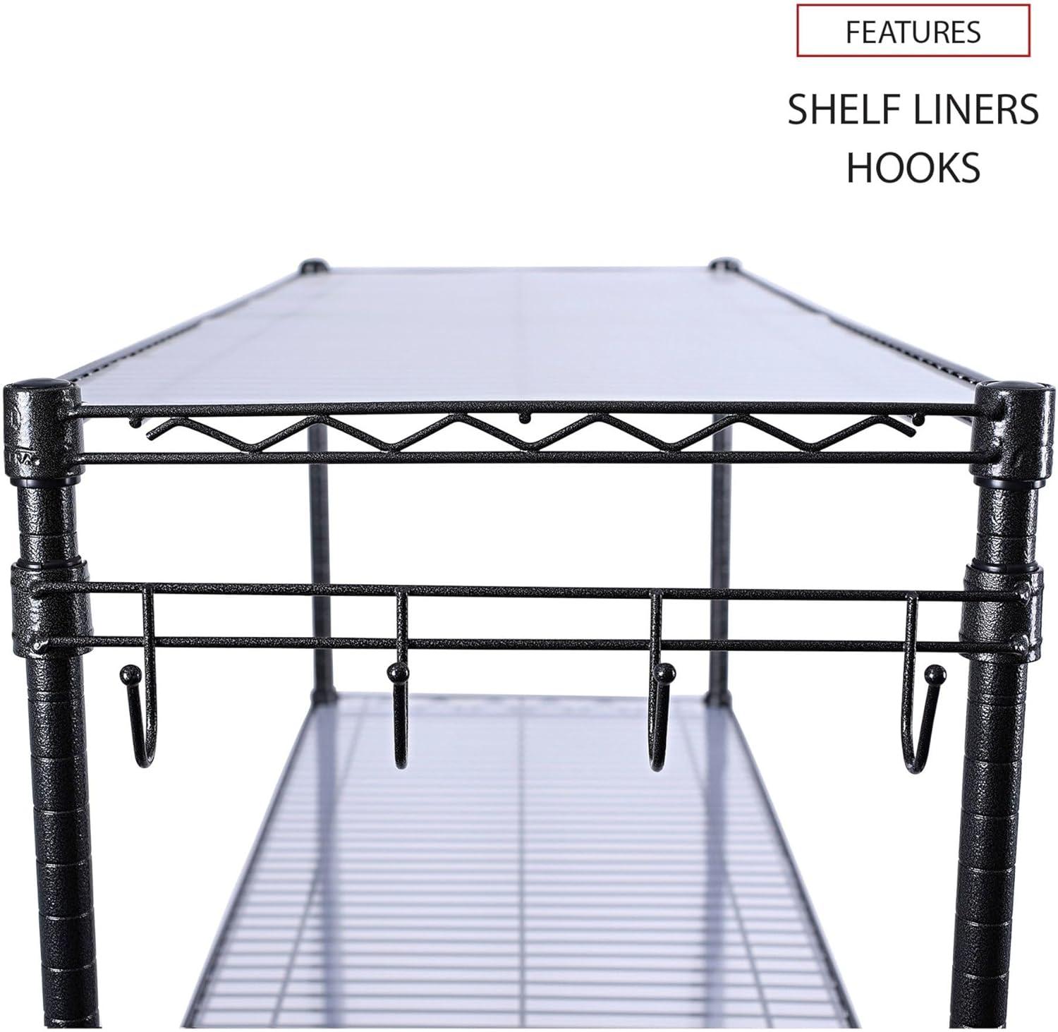 Alera 5-Shelf Wire Shelving Kit with Casters and Shelf Liners, 48w x 18d x 72h, Black Anthracite