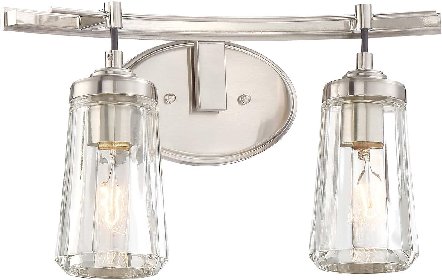 Poleis Brushed Nickel 16" Cylinder Wall Bath Vanity Light with Clear Glass