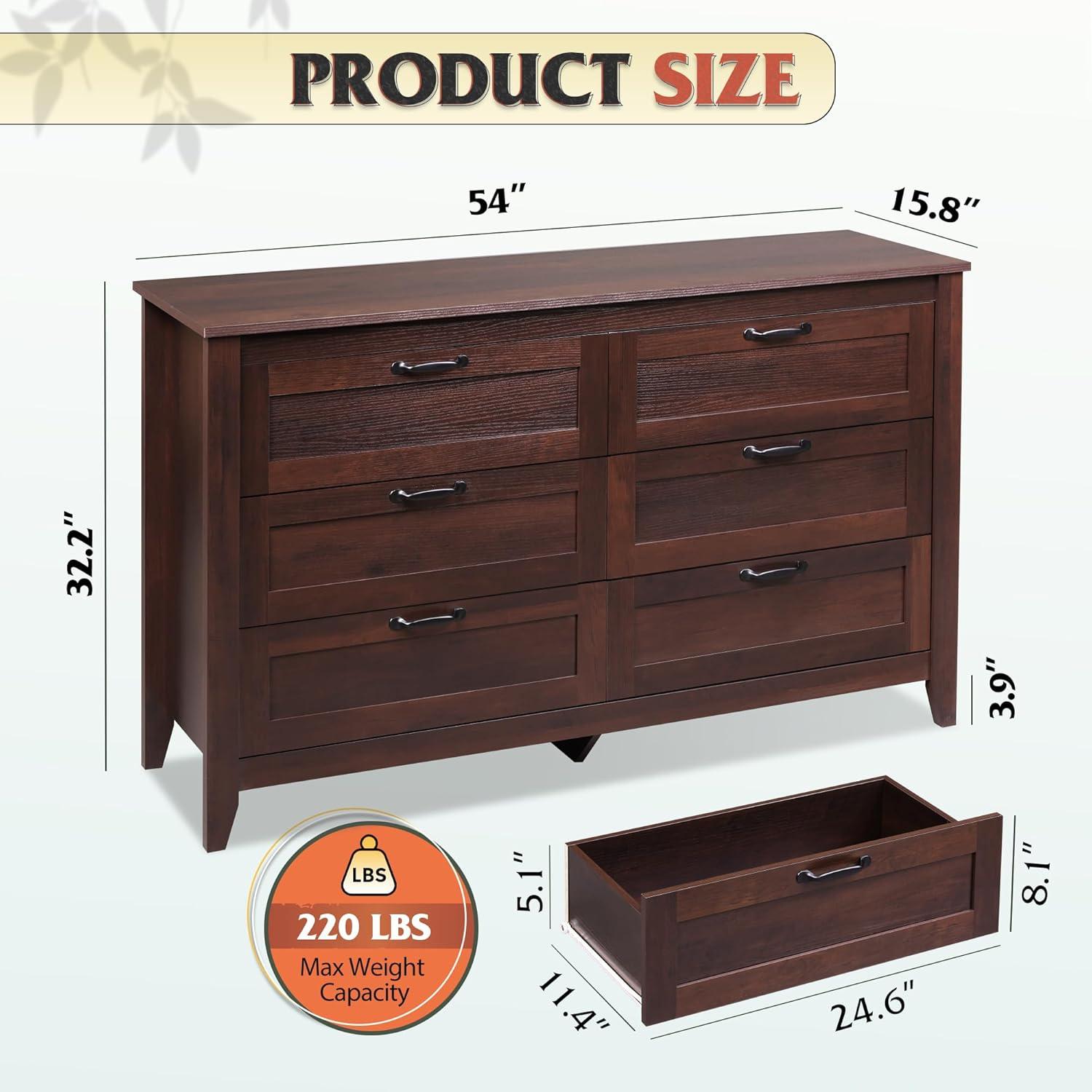 Brown Double Wood Dresser with Metal Handles