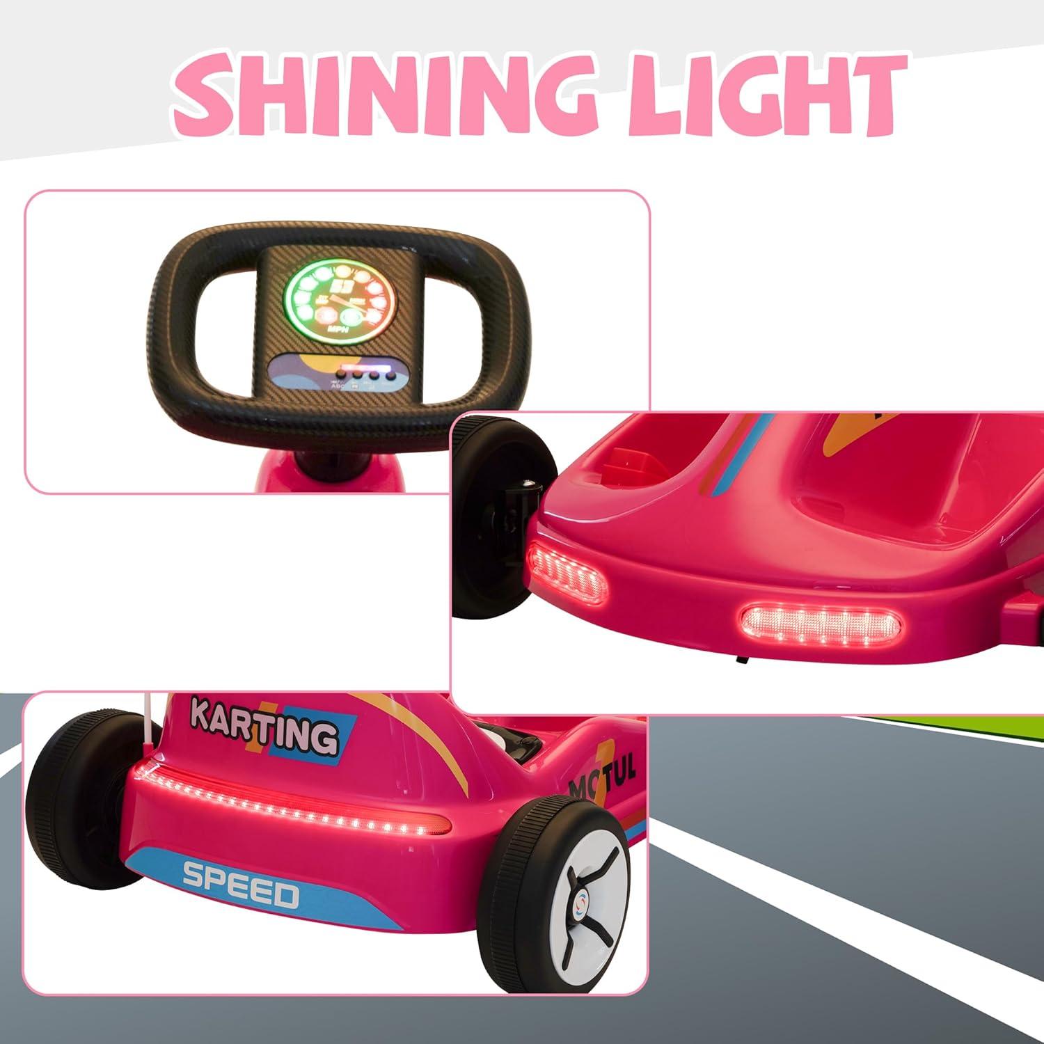 Tobbi 12v Kids Go Kart, Outdoor Battery Powered Ride On Car For Boys And Girls Aged 3-8, Childrens Electronic Toy Go Kart With 2 Speed Modes, Remote Control,bluetooth