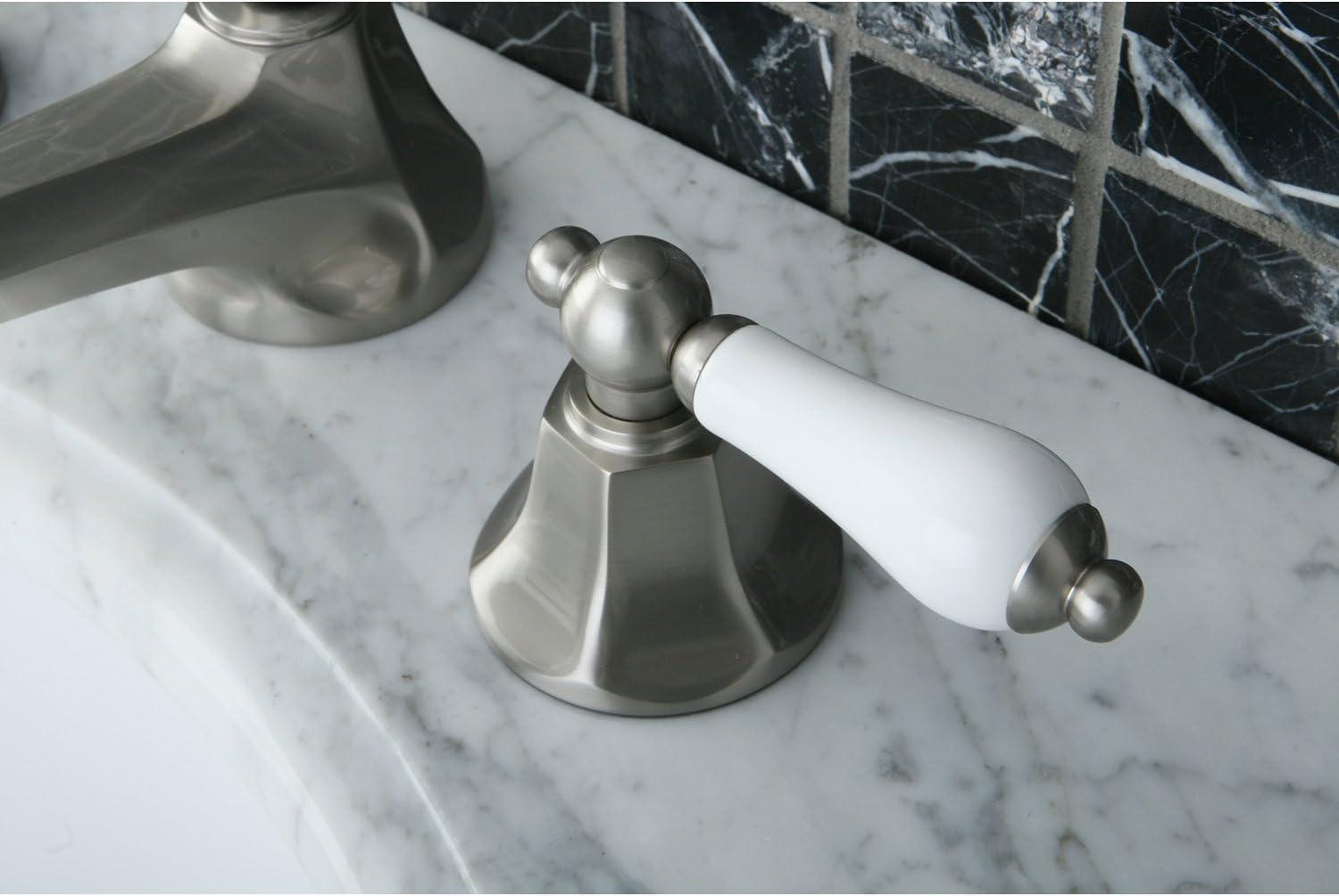 Elegant Traditional Brushed Nickel Widespread Bathroom Faucet with Dual Lever Handles