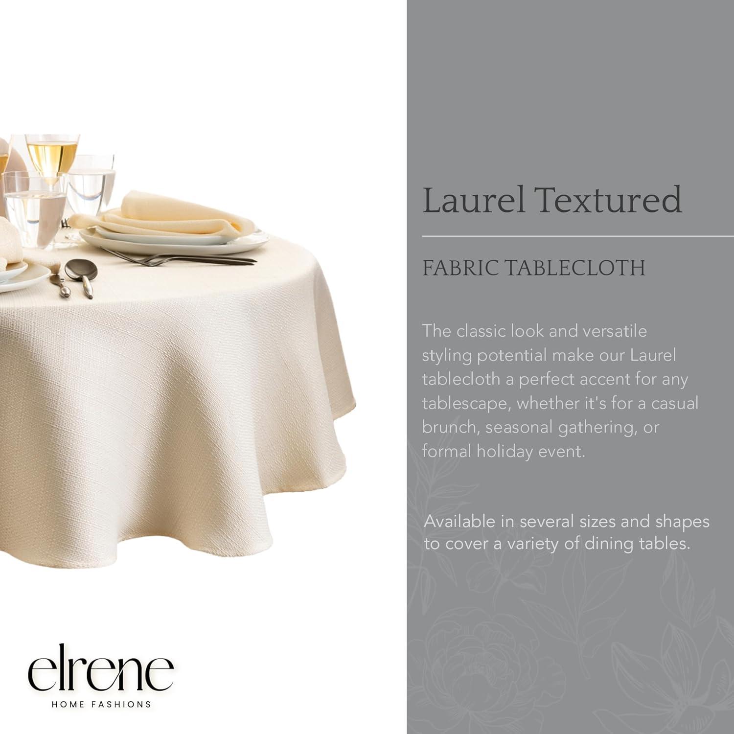 Laurel Solid Texture Water and Stain Resistant Tablecloth - 70" Round - Ivory - Elrene Home Fashions