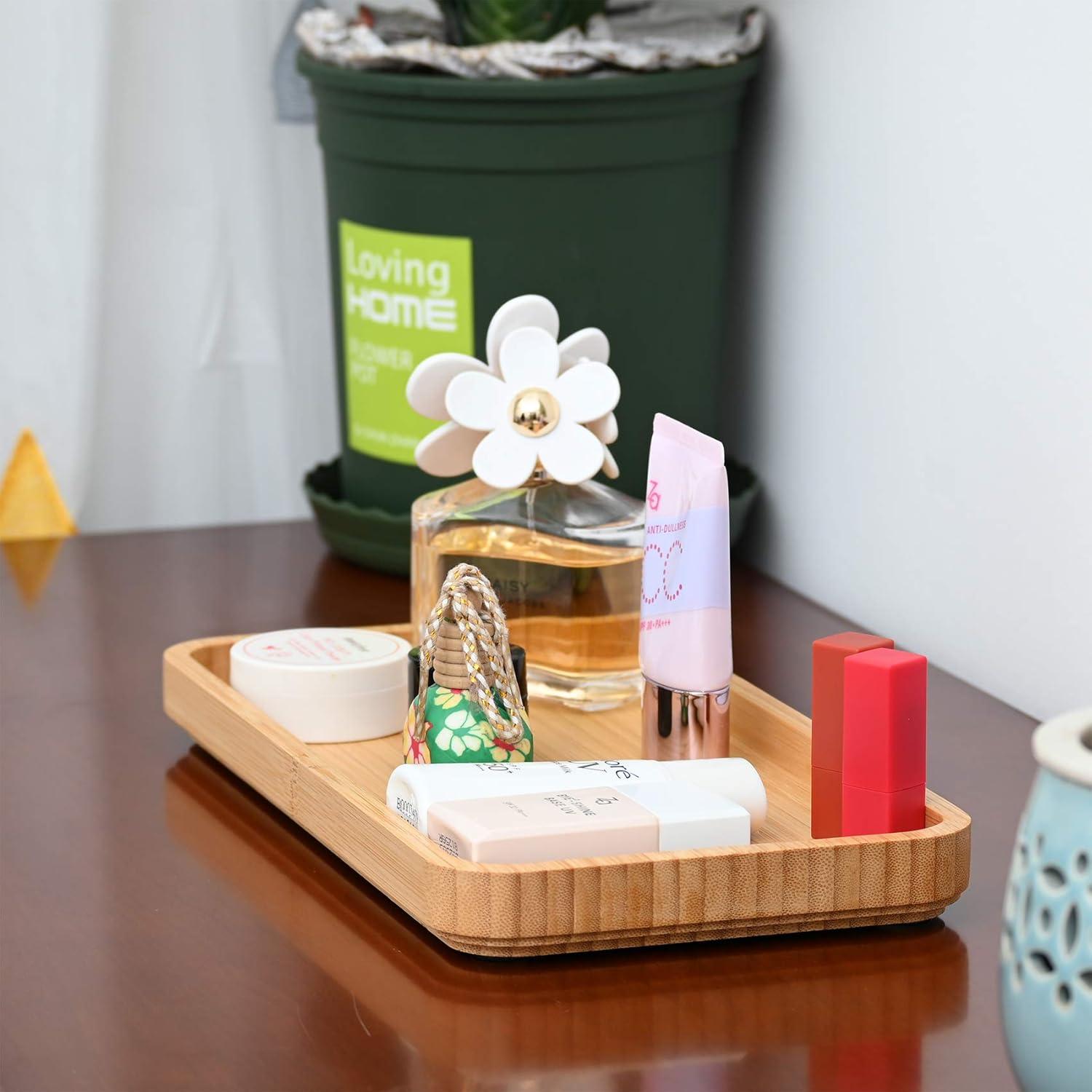 Natural Bamboo Rectangular Bathroom Vanity Tray