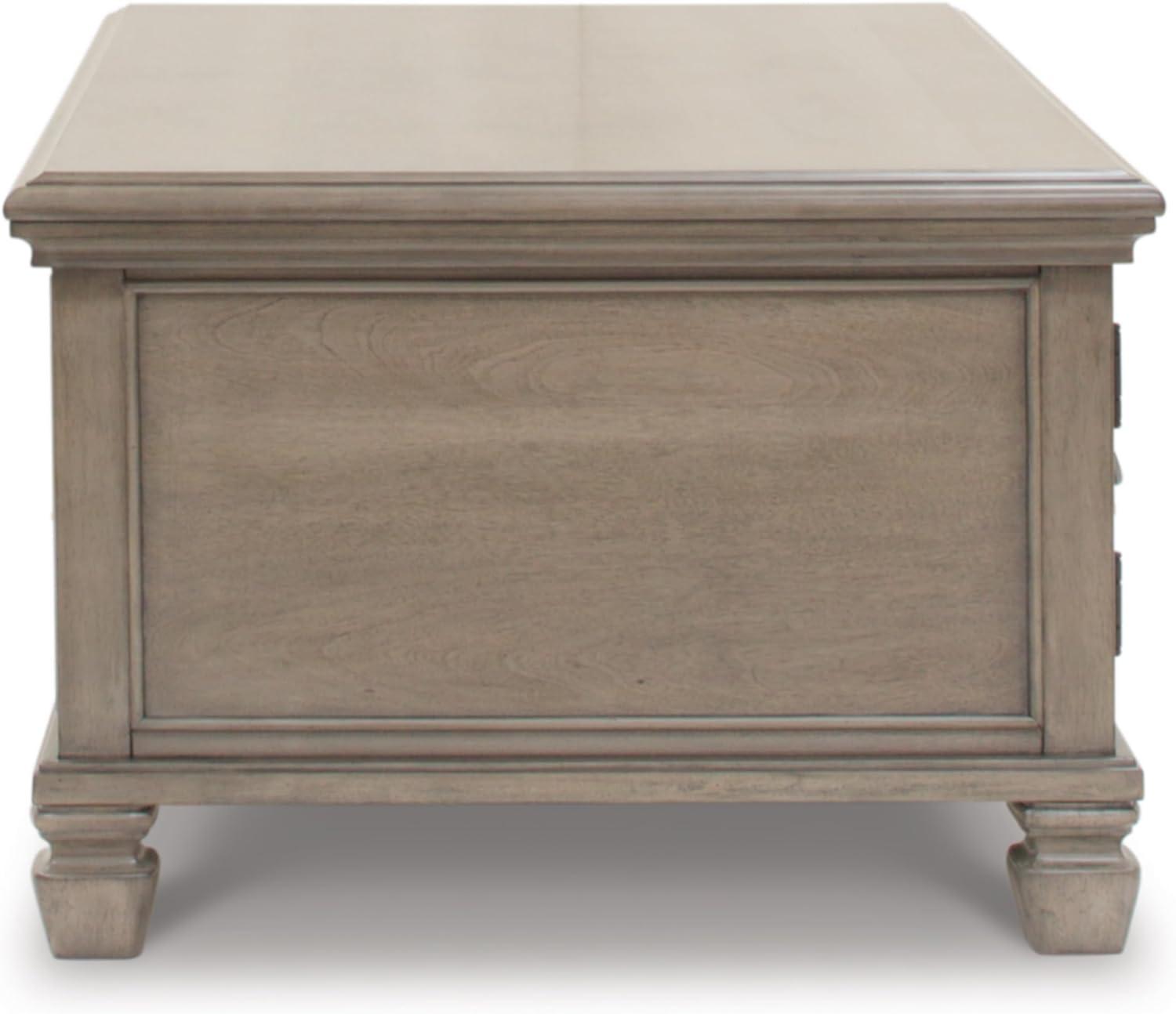 Signature Design by Ashley Lexorne Classic Cocktail Table with 2 Cabinets and 2 Drawers, Light Gray