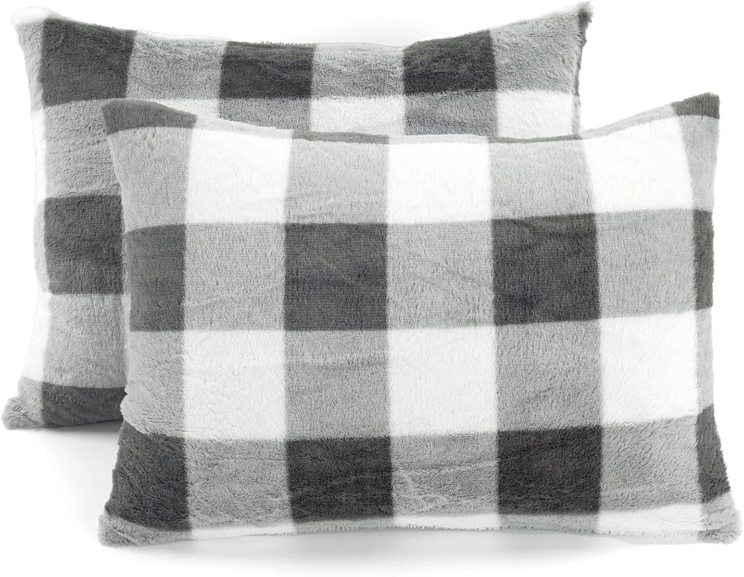 Lush Decor Plaid Faux Fur Microfiber 2 Piece Comforter Set (Set of 2)