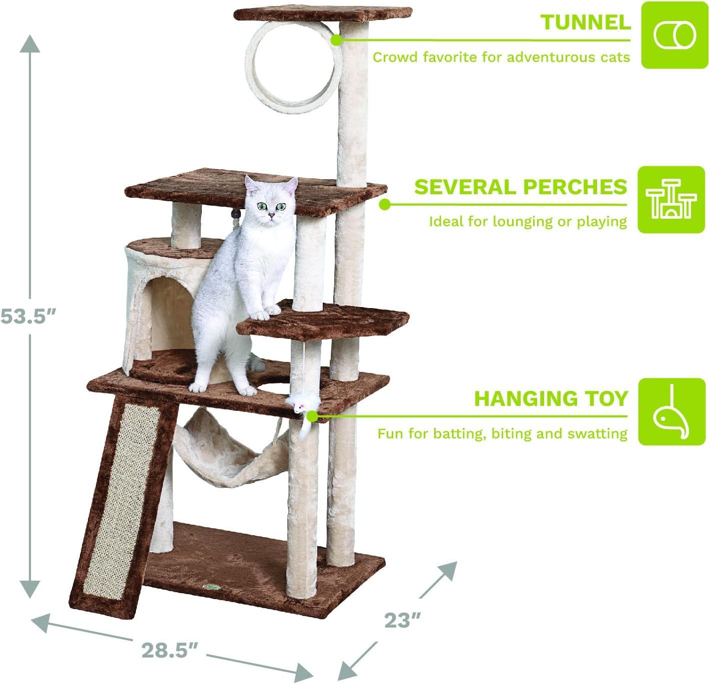 Go Pet Club 53" Kitten Cat Tree Condo with Scratching Board F711