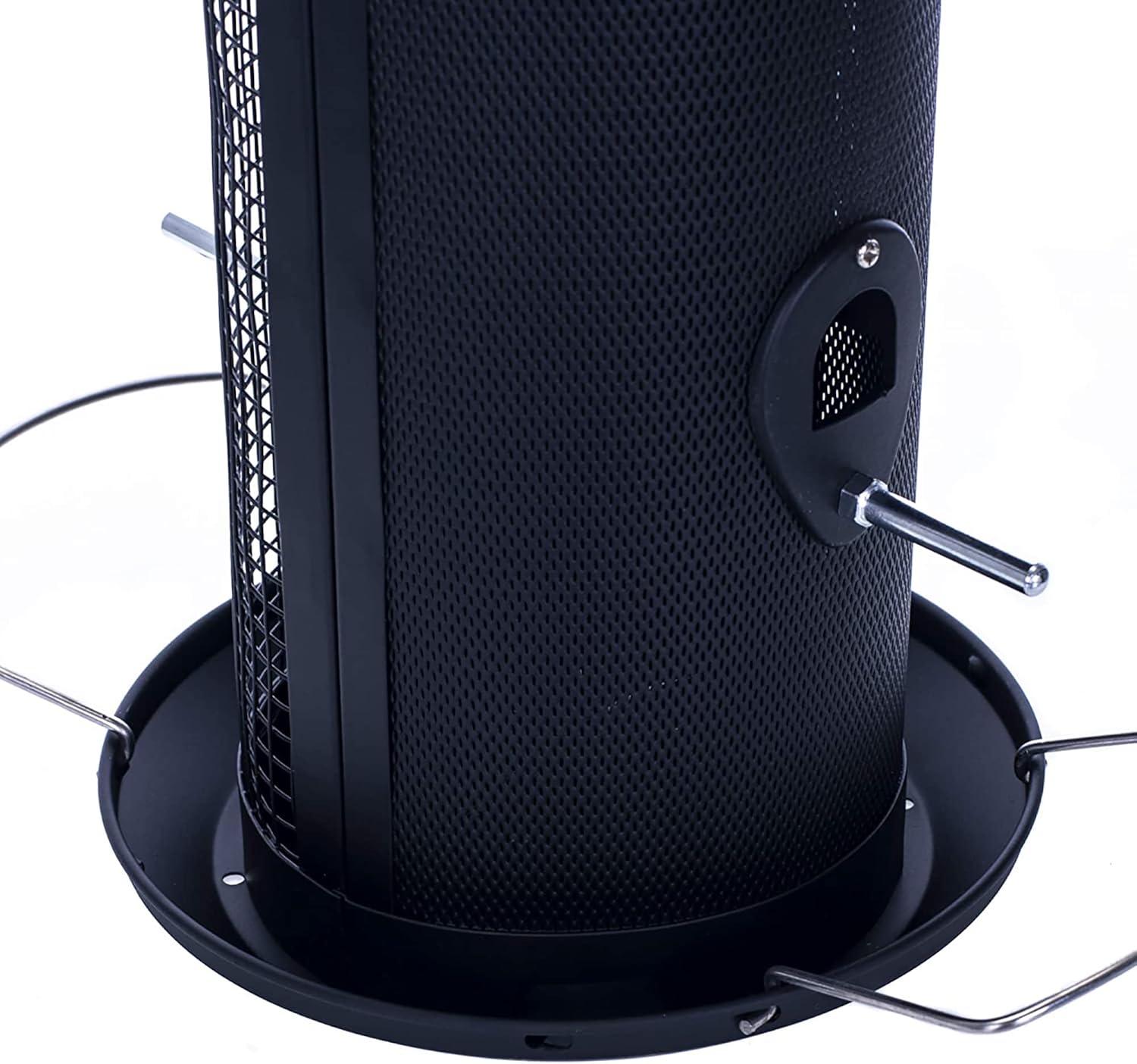 Matte Black Heavy Duty Metal Hanging Bird Feeder with Dual Nut and Seed Compartments