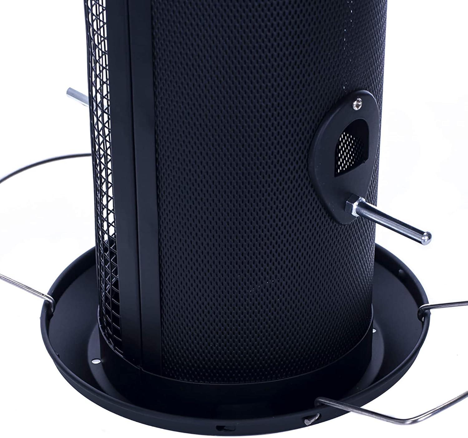 Matte Black Heavy Duty Metal Hanging Bird Feeder with Dual Nut and Seed Compartments