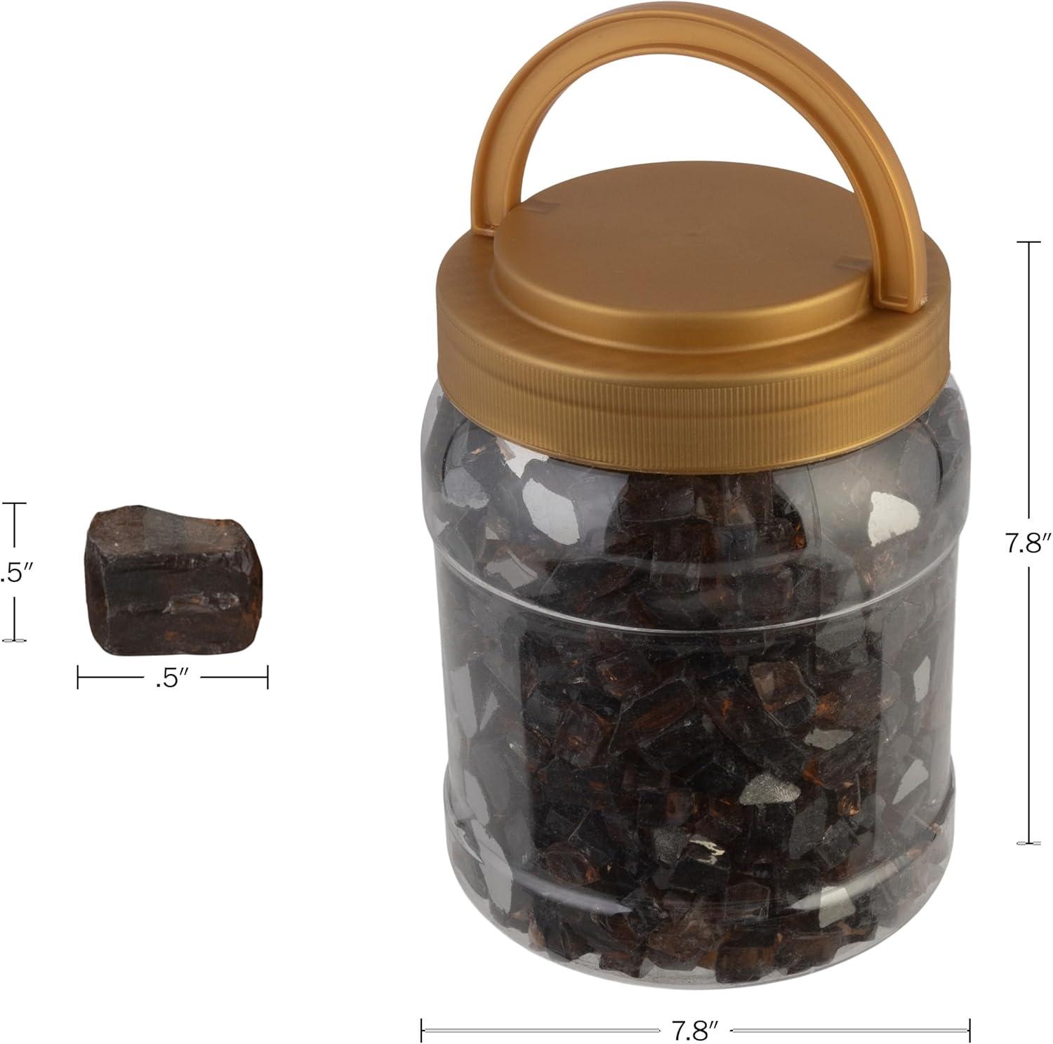 10lbs Fire Pit Glass - 1/2-Inch Crushed Glass Rocks for Fireplaces, Landscape, Aquariums, or Vases