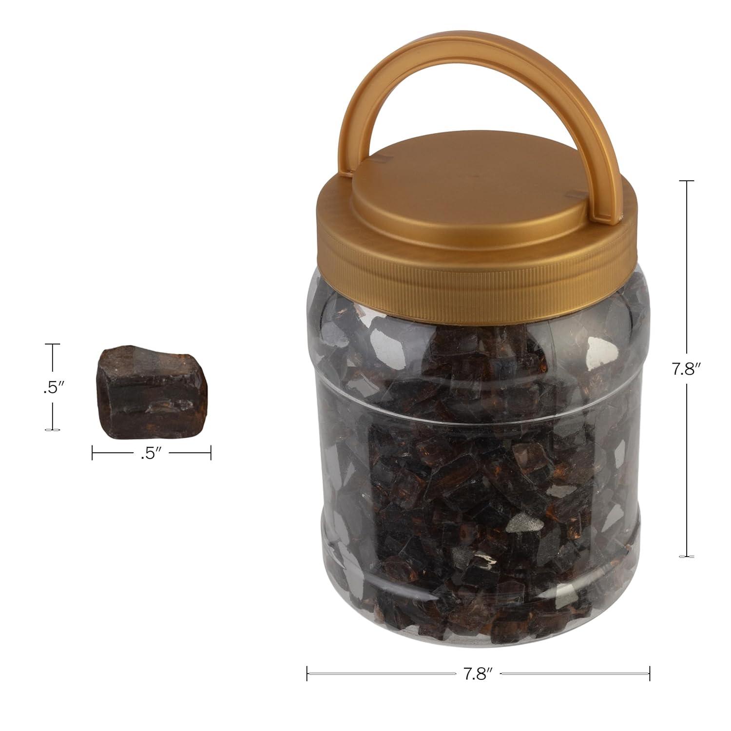 10lbs Fire Pit Glass - 1/2-Inch Crushed Glass Rocks for Fireplaces, Landscape, Aquariums, or Vases