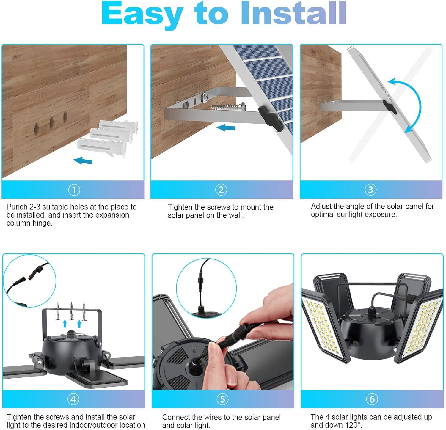 Solar Shed Light Outdoor Indoor Solar Powered Motion Sensor Pendant Light,144LED 1200LM Daytime Work with 5 Modes & Remote Control 4 Heads IP65 Waterproof for Garage Barn Shop 2 Pack