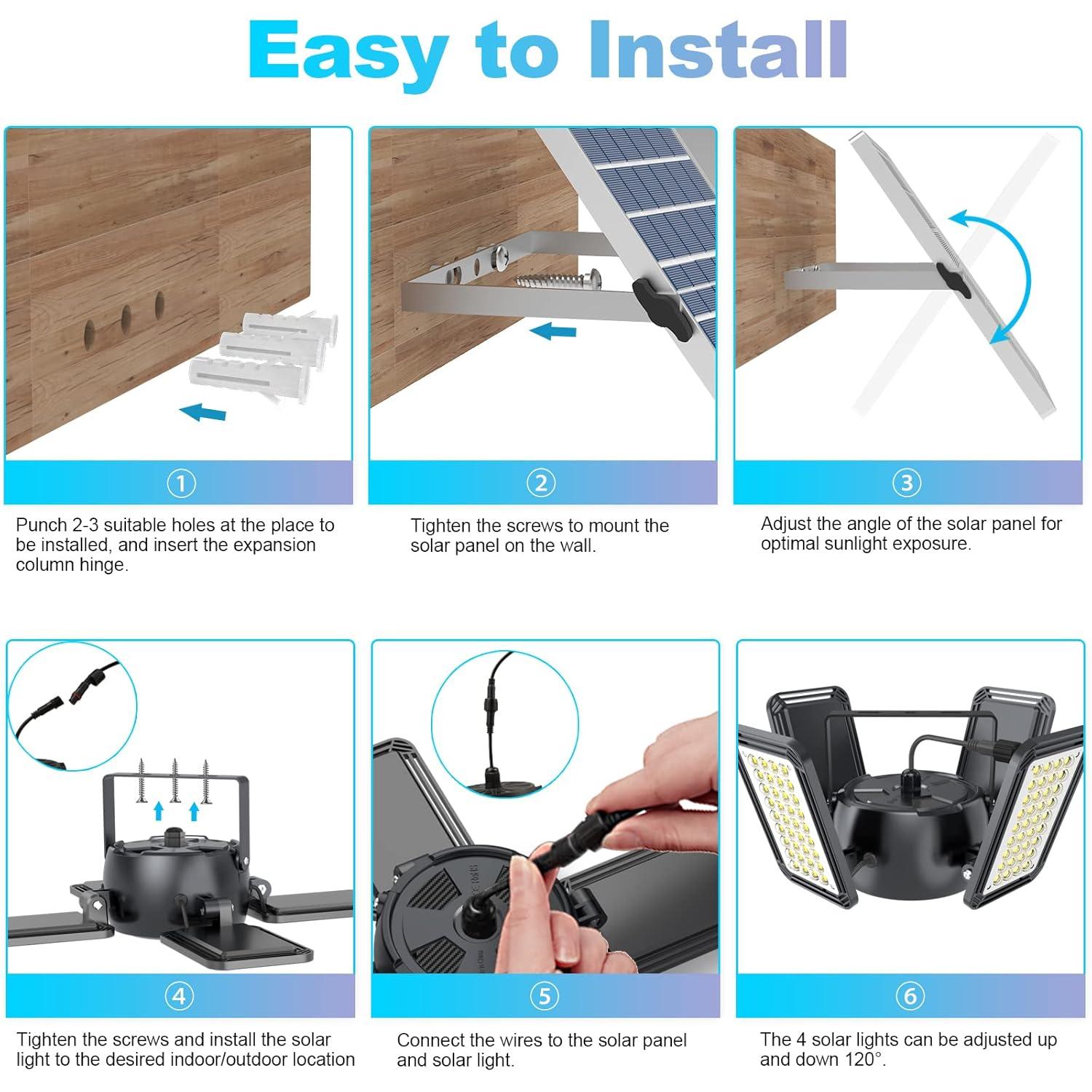 Solar Shed Light Outdoor Indoor Solar Powered Motion Sensor Pendant Light,144LED 1200LM Daytime Work with 5 Modes & Remote Control 4 Heads IP65 Waterproof for Garage Barn Shop 2 Pack