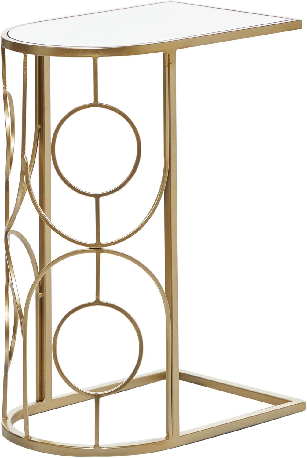 Contemporary Mirrored Accent Table Gold - Olivia & May: No Assembly, Indoor Use, Iron Frame