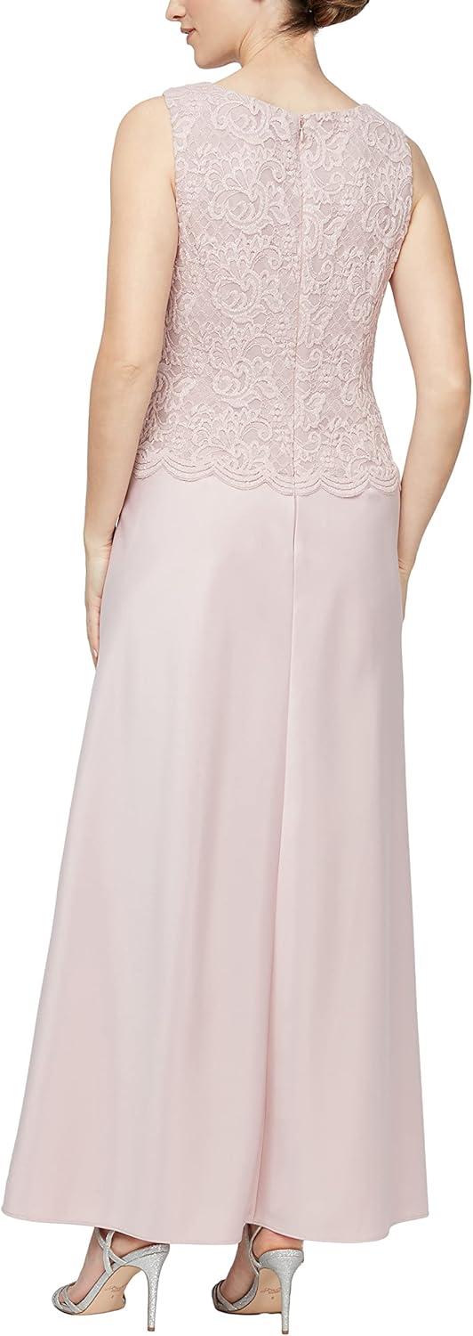 Blush Lace and Satin Long Sleeve Maxi Dress with Jacket