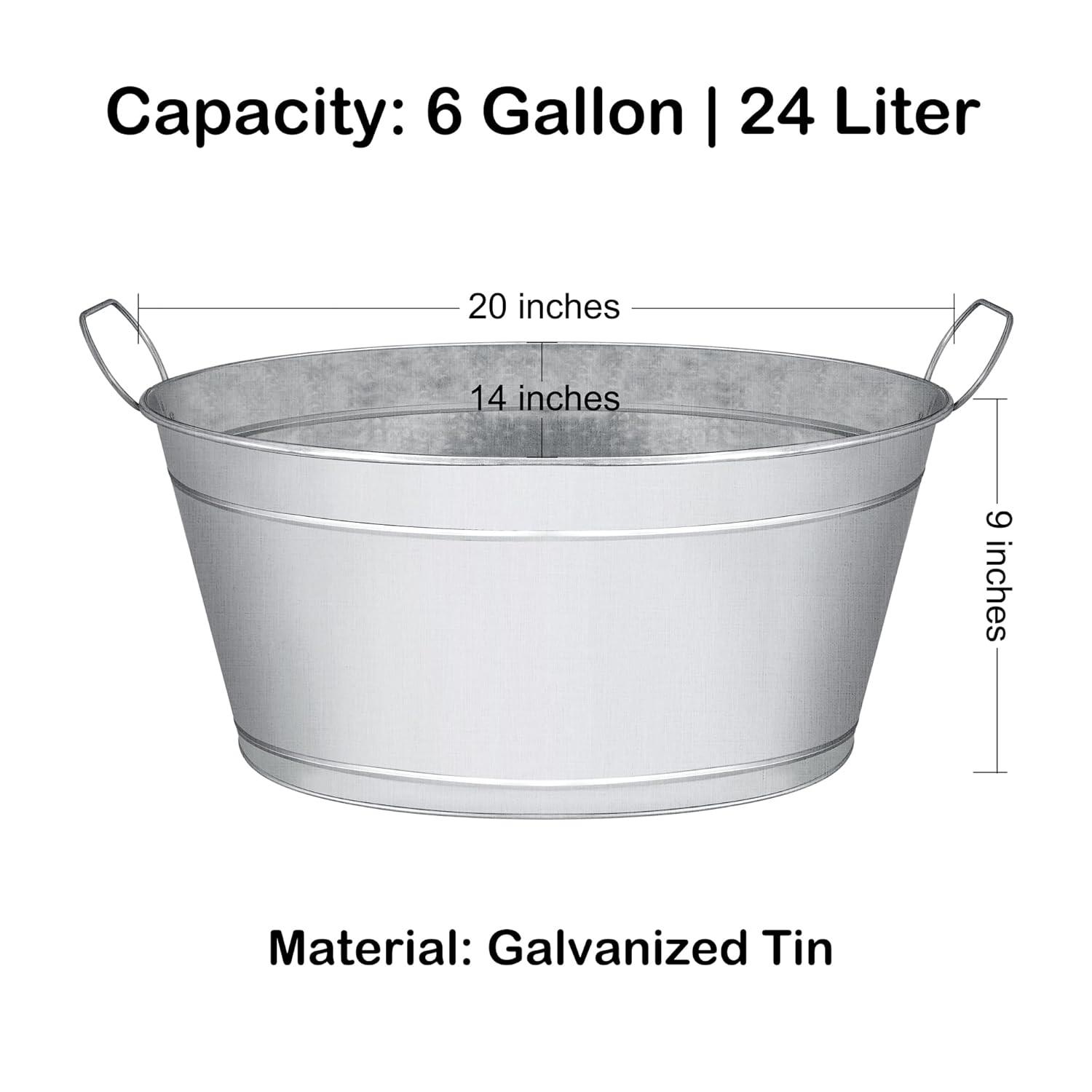 Large Galvanized Tin Beverage Tub Set for Parties