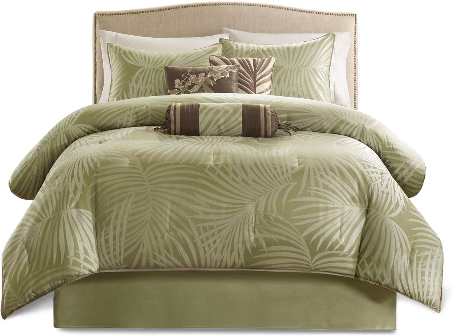 Soft Green Microfiber 7 Piece Jaquard Comforter Set
