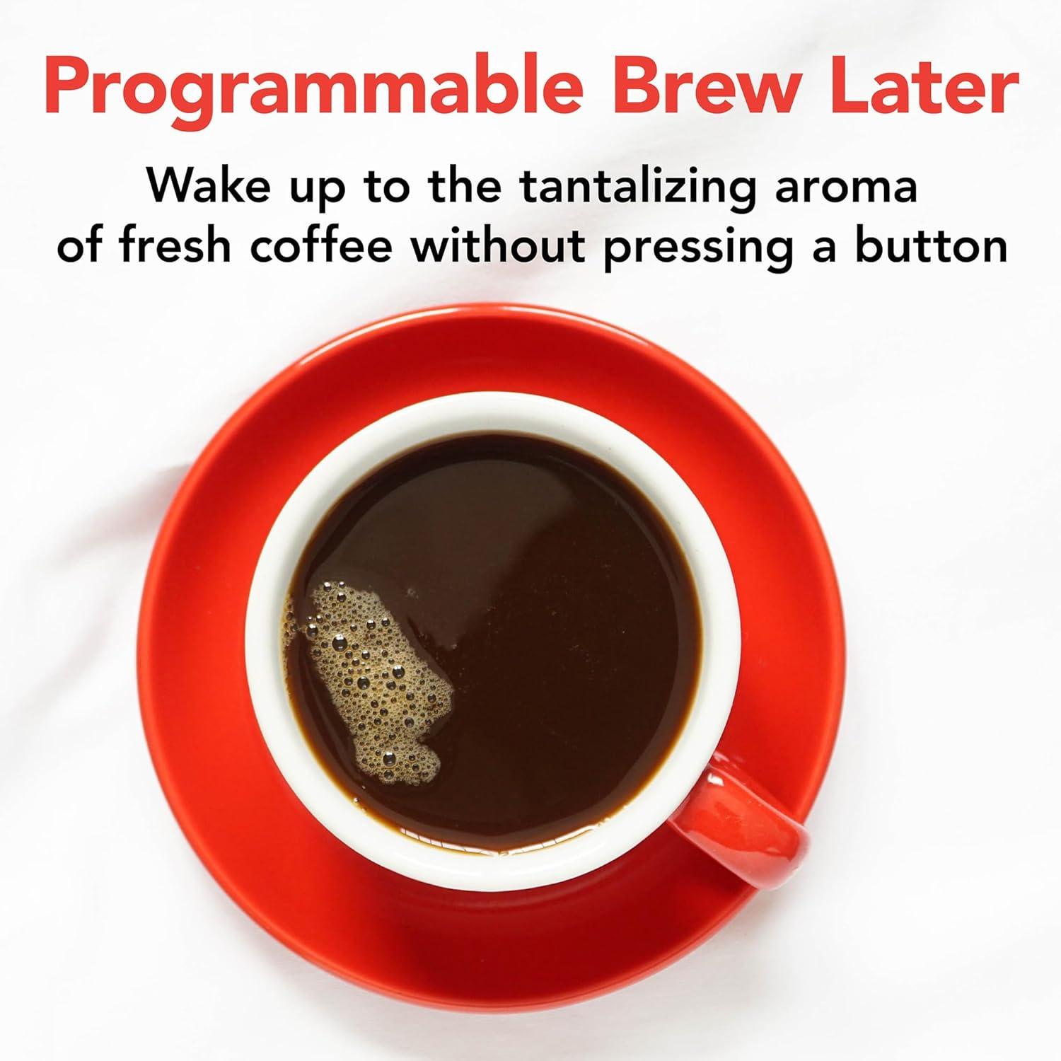 Gourmia 12-Cup Programmable Grind & Brew Coffee Maker: Stainless Steel, Dishwasher-Safe Parts