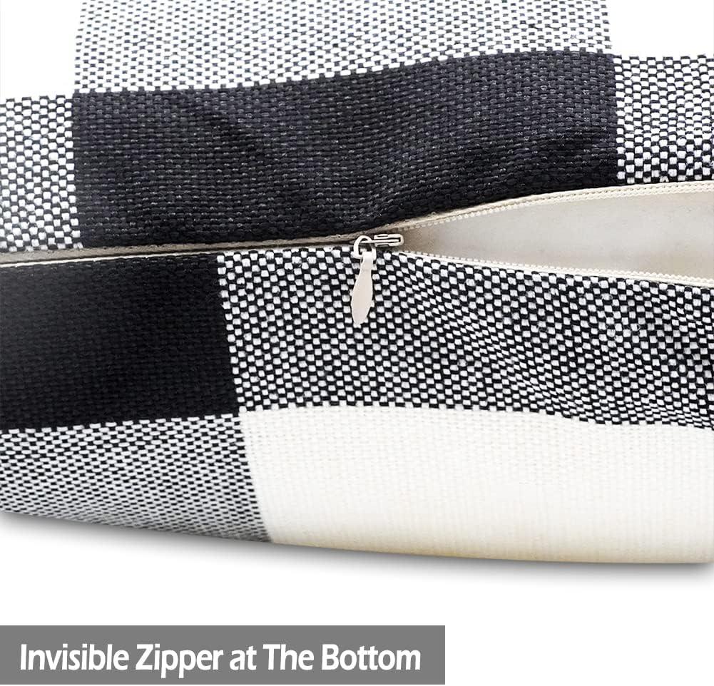 CARRIE HOME Buffalo Plaid Pillow Covers 18x18 Set of 2 Black and White Outdoor Throw Pillows Black Buffalo Check Pillow Covers Farmhouse Decor for Couch Sofa and Bed