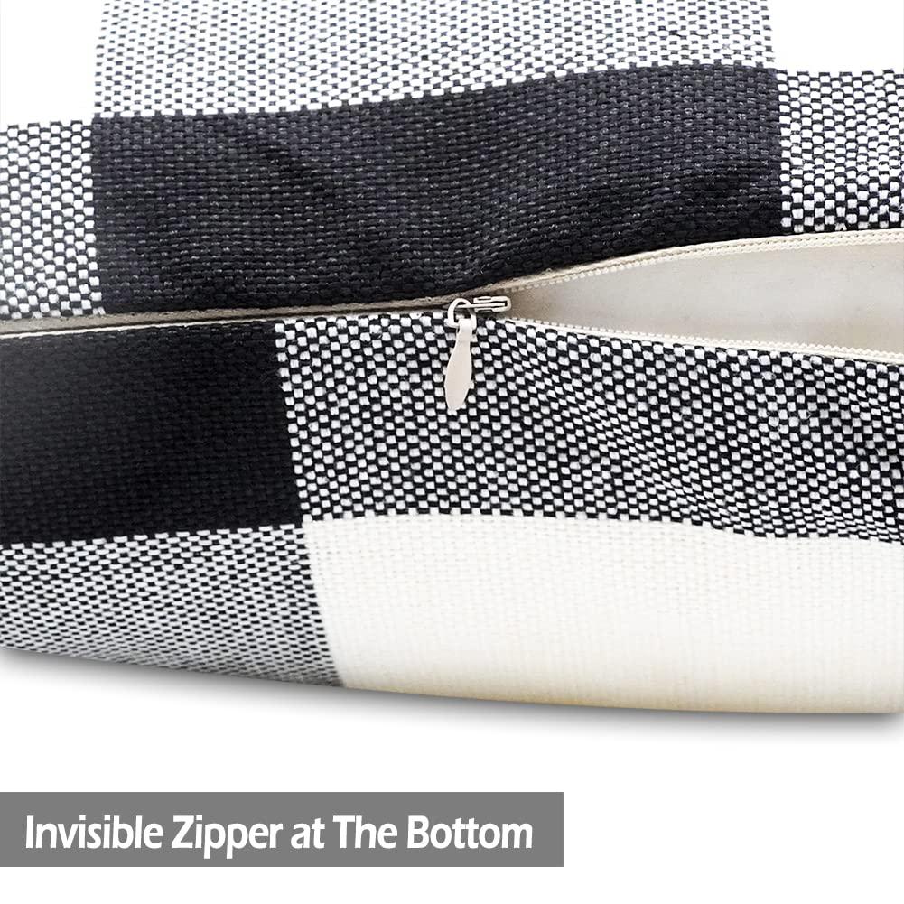 CARRIE HOME Buffalo Plaid Pillow Covers 18x18 Set of 2 Black and White Outdoor Throw Pillows Black Buffalo Check Pillow Covers Farmhouse Decor for Couch Sofa and Bed