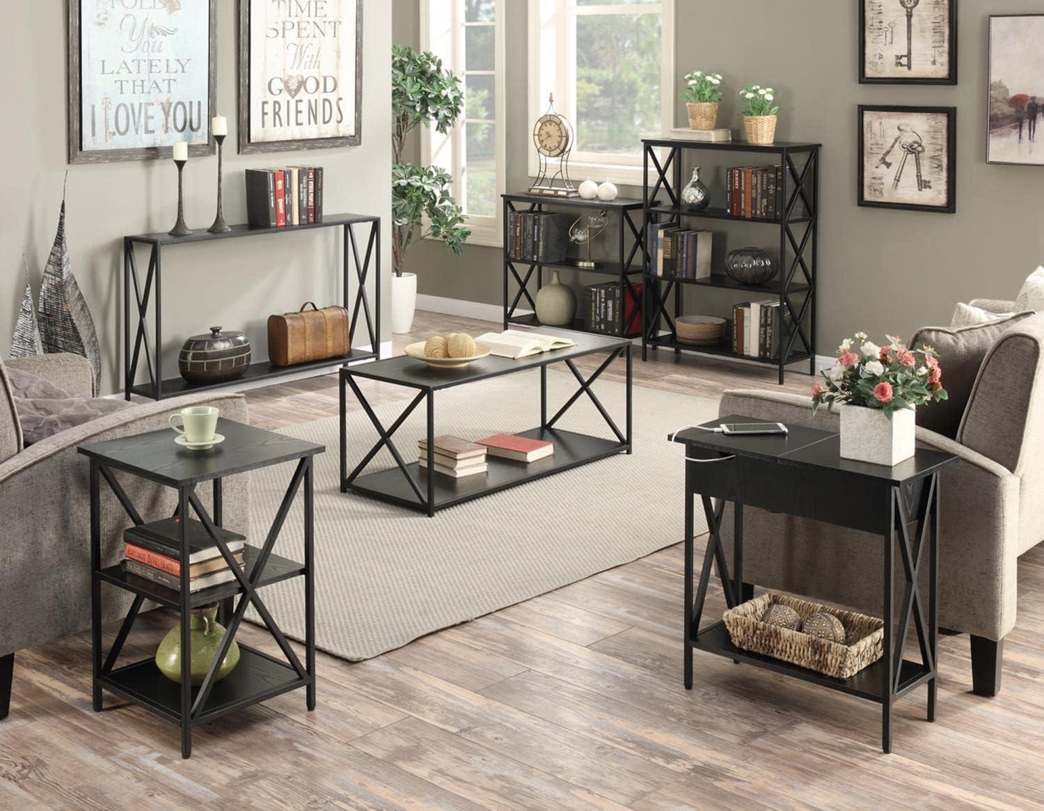 Tucson Modern Black 3-Tier Particleboard Bookcase