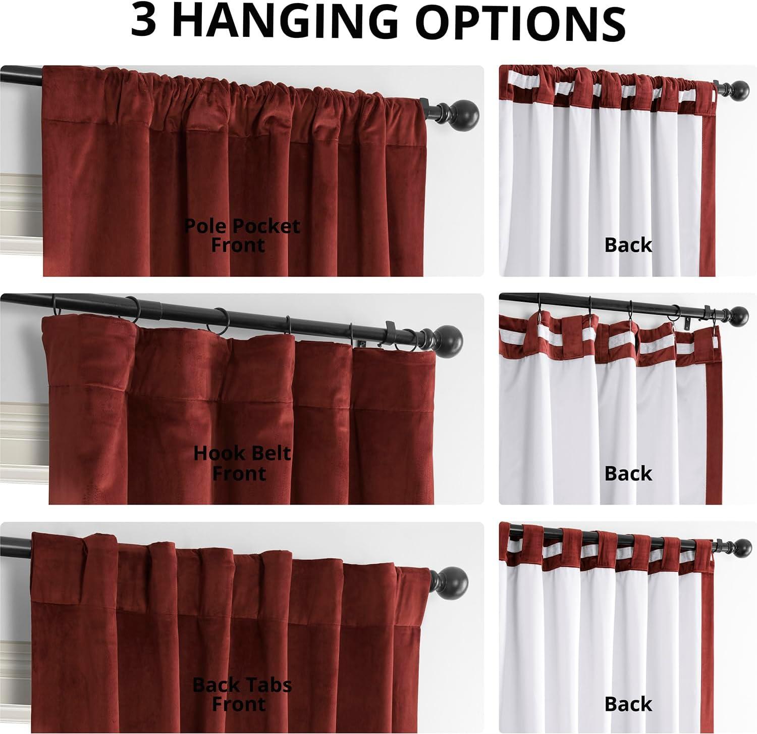 Half Price Drapes Signature Crimson Rust Velvet Blackout Curtains For Bedroom(1 Panel), 50WX 108L