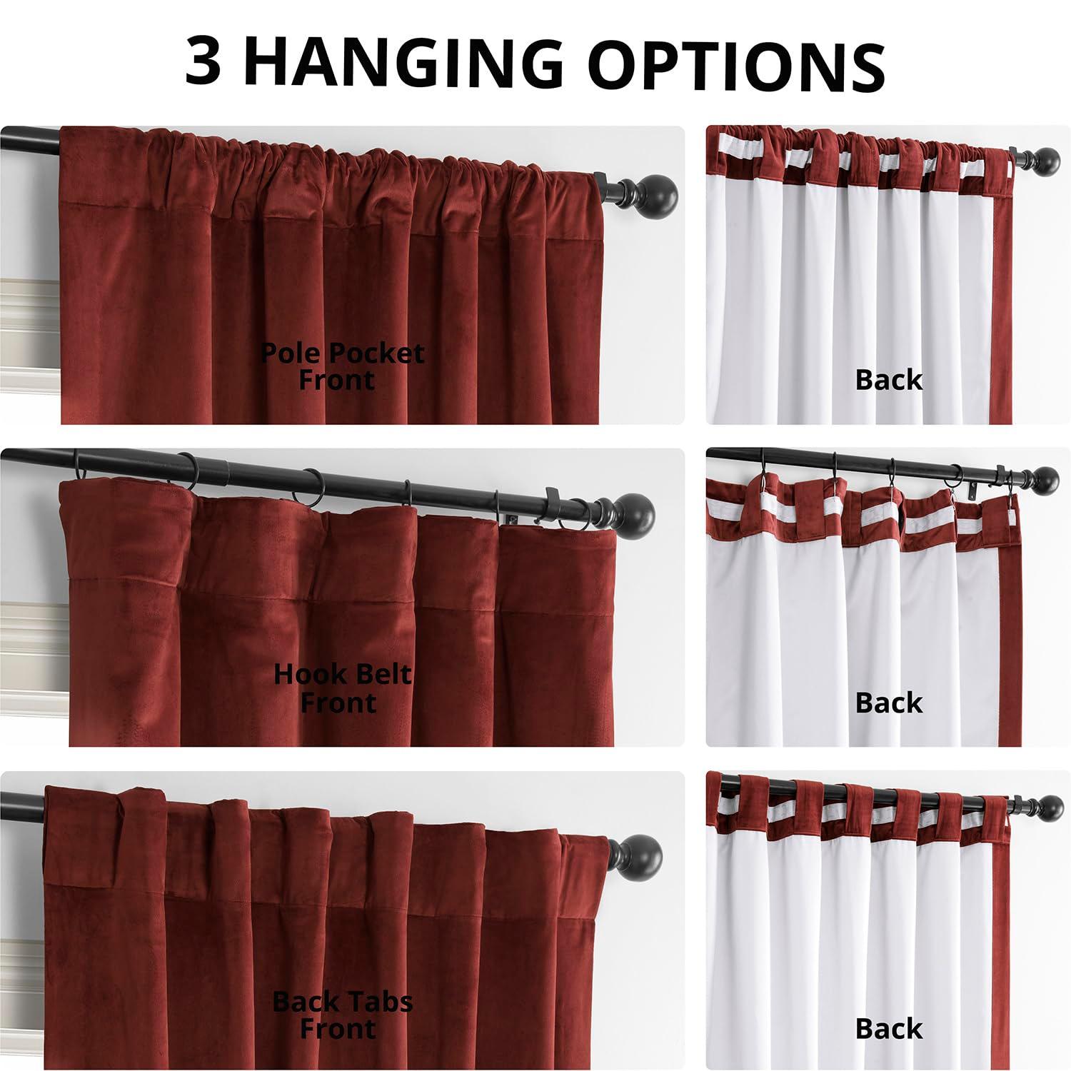 Half Price Drapes Signature Crimson Rust Velvet Blackout Curtains For Bedroom(1 Panel), 50WX 108L