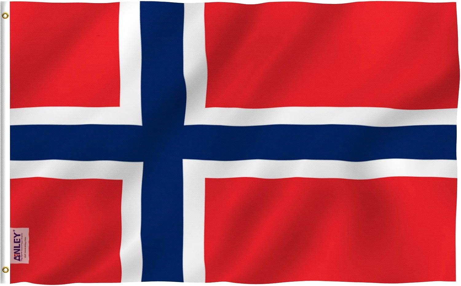 Norwegian 3x5 Foot Polyester Flag with Brass Grommets