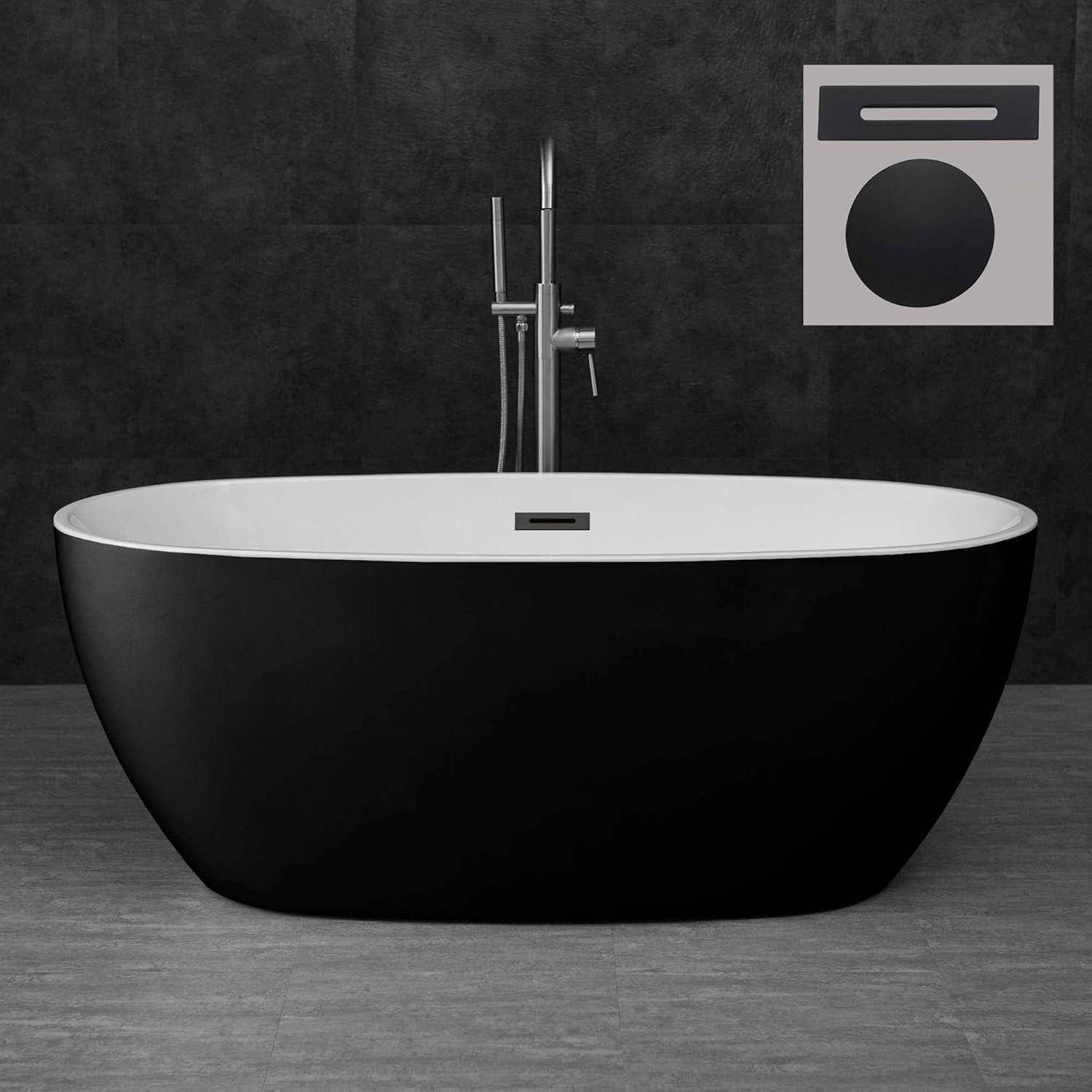 Ember 59'' Matte Black Freestanding Acrylic Soaking Bathtub