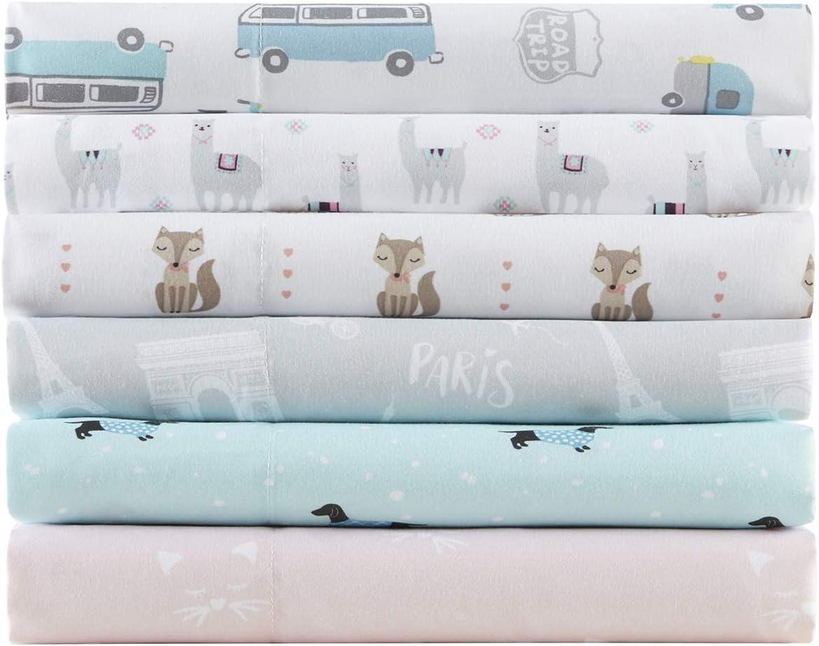 Gray Llama Print Queen Microfiber Sheet Set