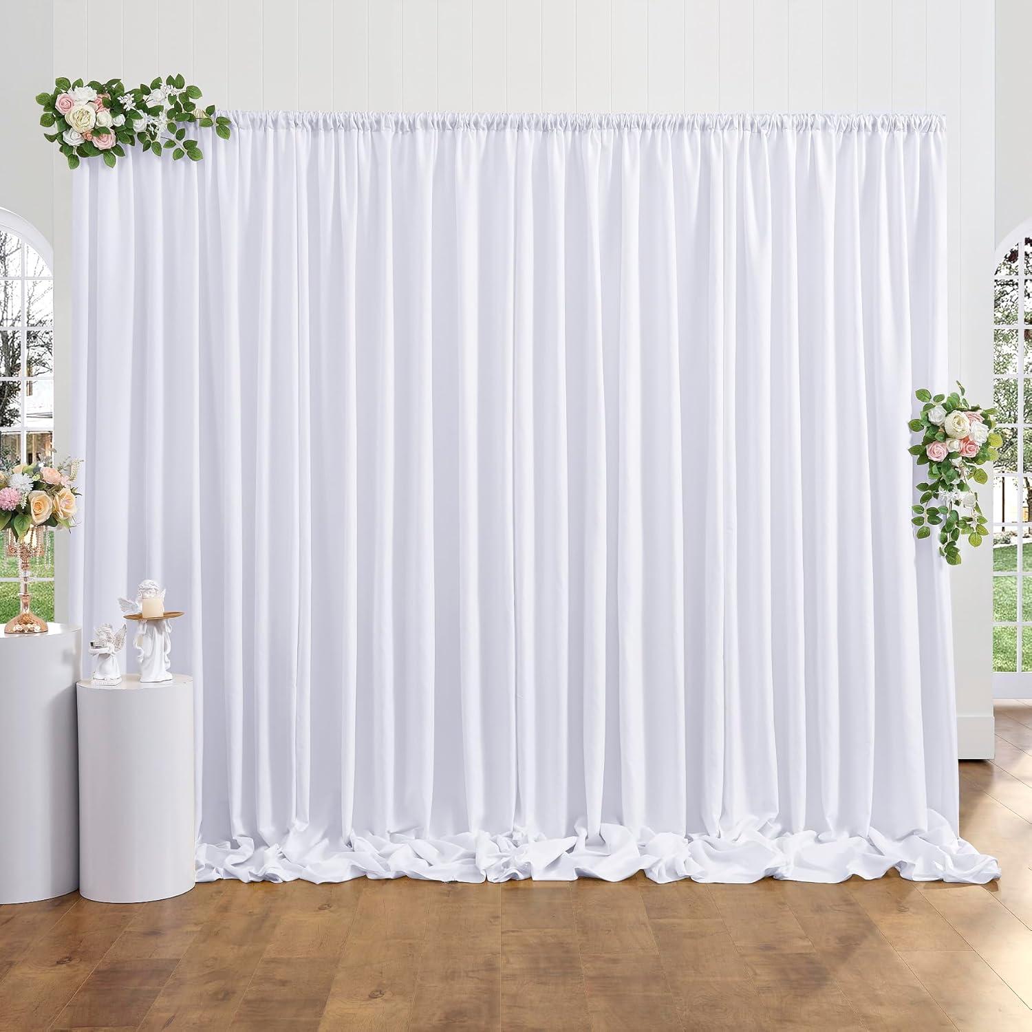 10x10ft White Backdrop Curtain for Parties Wrinkle Free Wedding Baby Curtain Backdrops for Birthday Party