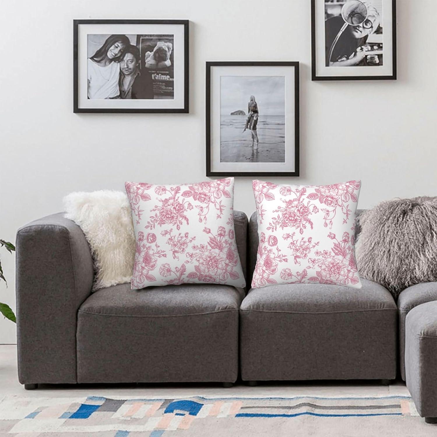 NEUTRALPOSTURE Floral Throw Pillow Covers 18X18 Inches Set Of 2, Decorative Vintage Chinoiserie Flower Pillow Case Farmhouse Cushion Covers For Sofa Bed Couch Living Room