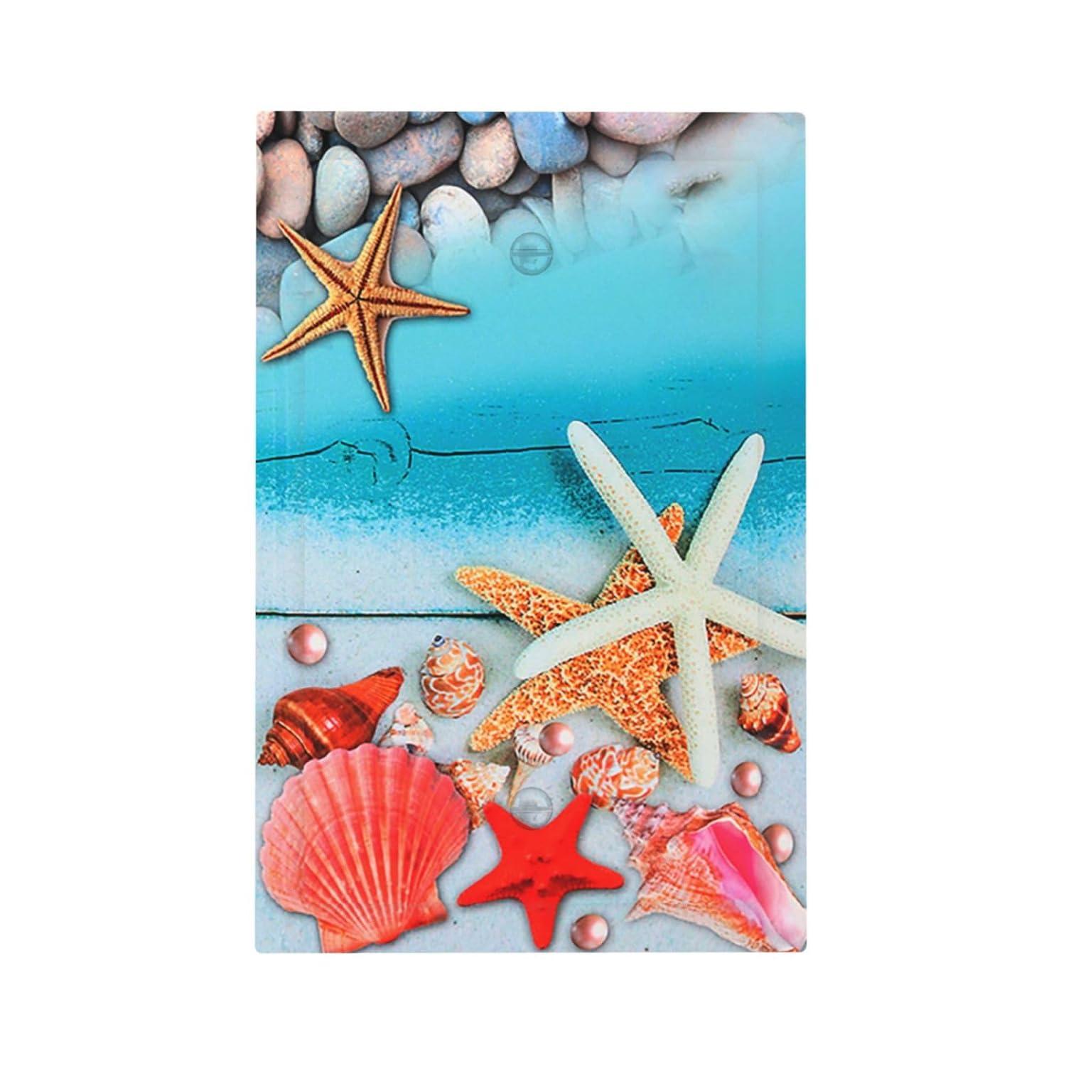 Sunyuer Sea Starfish Beach Decorative Wall Plate, 1 Gang Single Blank Outlet Cover Decorative Switch Plate for Kitchen Bathroom Bedroom, 4.5x2.76 Inch