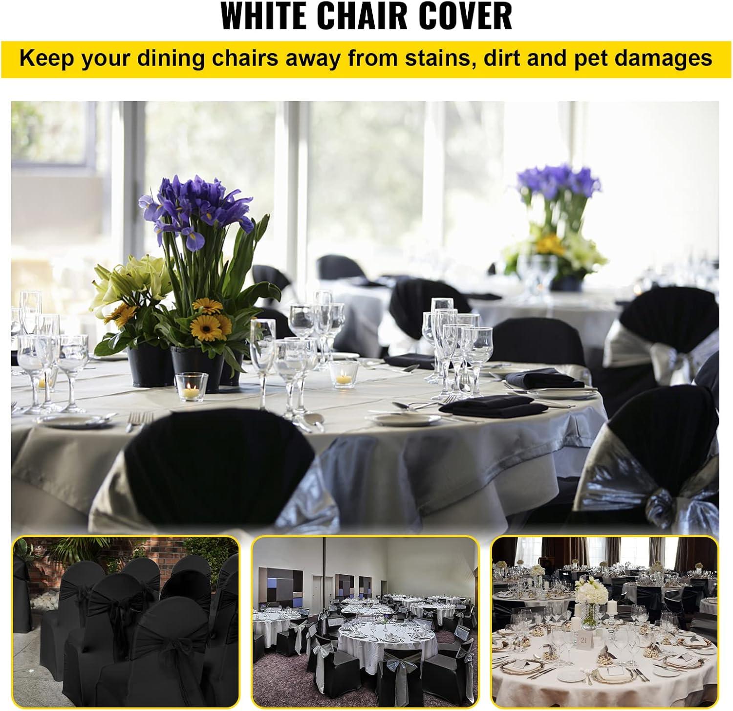 VEVOR Black Stretch Spandex Chair Covers, Set of 50 - Universal Fitted Slipcovers for Folding Chairs - Removable and Washable - Ideal for Weddings, Banquets, Parties, and Celebrations