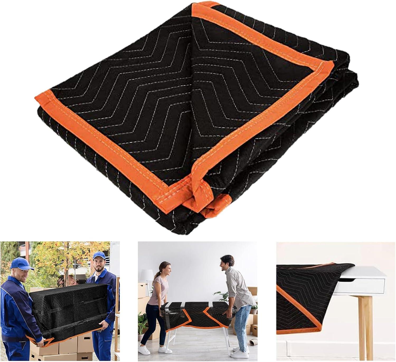 4 Pack Large Moving Blankets 80 * 72in Heavy Duty Packing Blankets for Furniture Moving Shipping Wrapping Quilted Furniture Pads for Moving, Padded Mover Blankets