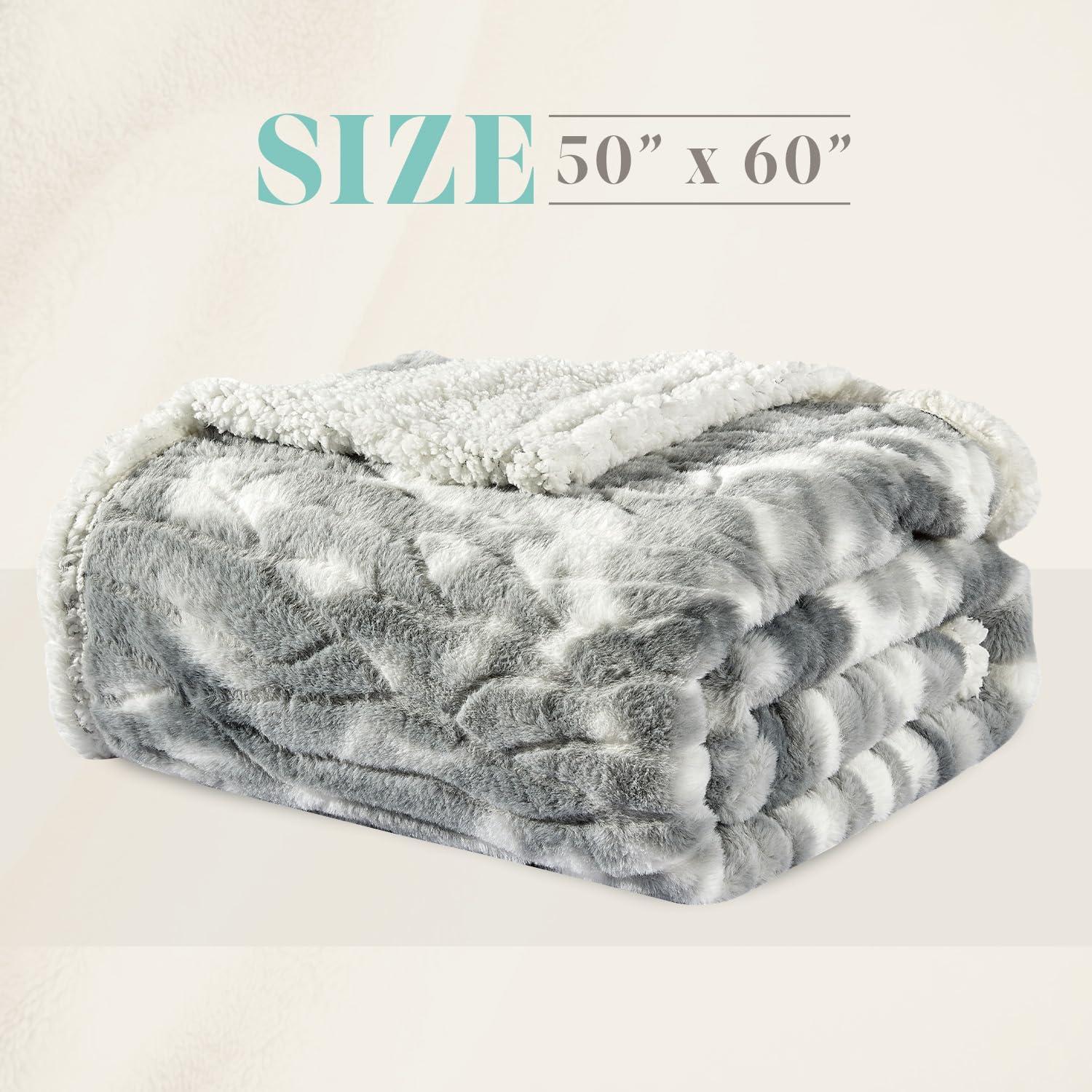 Plush- Decorative Throw, Perfect for Lounging, 50 x 60 inches, Alaska Gray Sherpa Throw Blanket