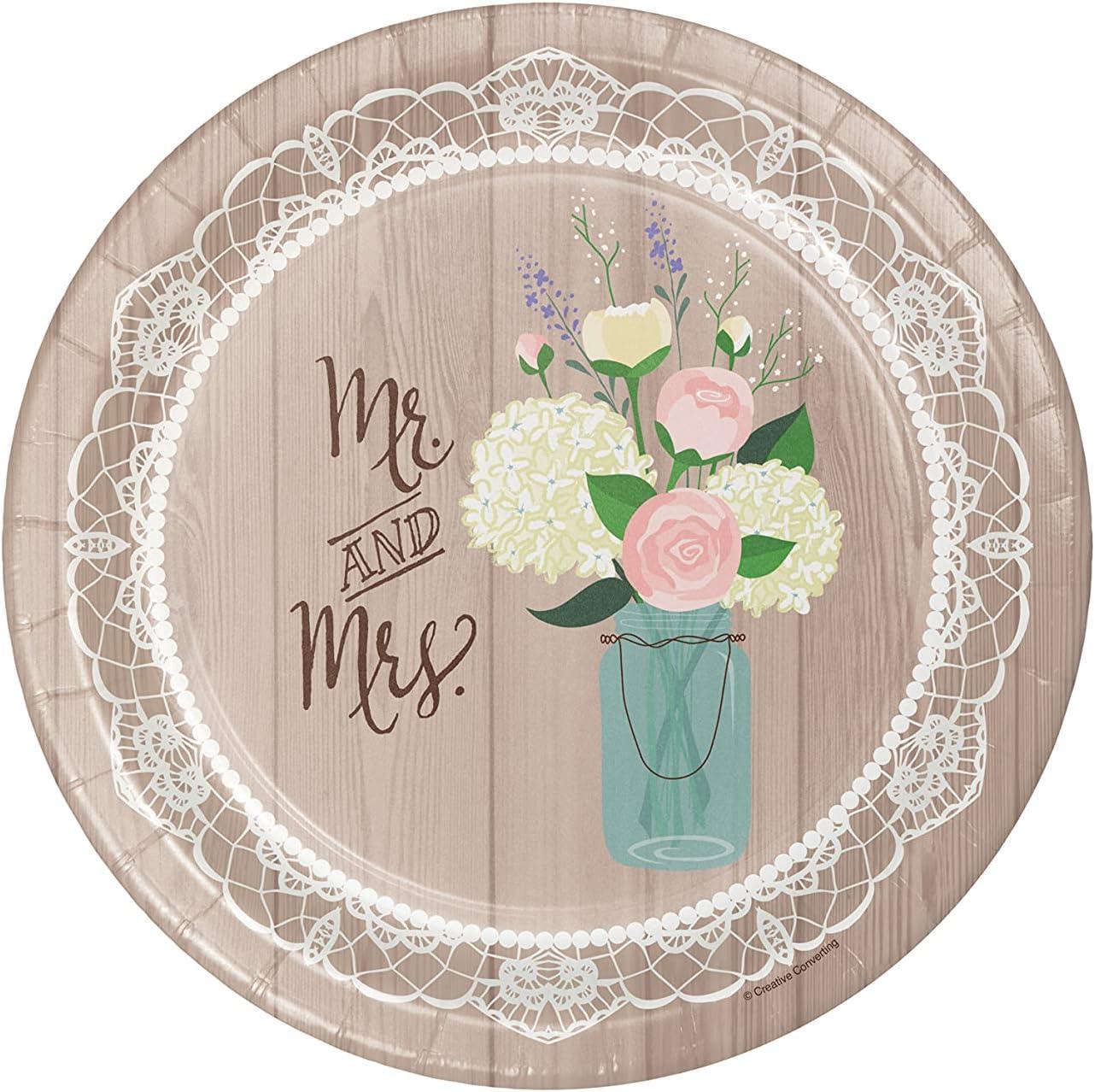Rustic Wedding 10" Brown and Beige Paper Banquet Plates